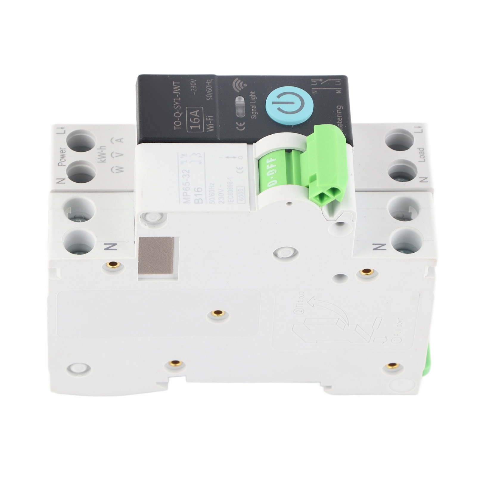 Intelligenter 1p+n-wlan-leistungsschalter Mit Energiezähler, 6 Ka Abschaltvermögen, Fernbedienung, 16 A, 230 V Ac, Vernetzter Schutz Und Überwachung