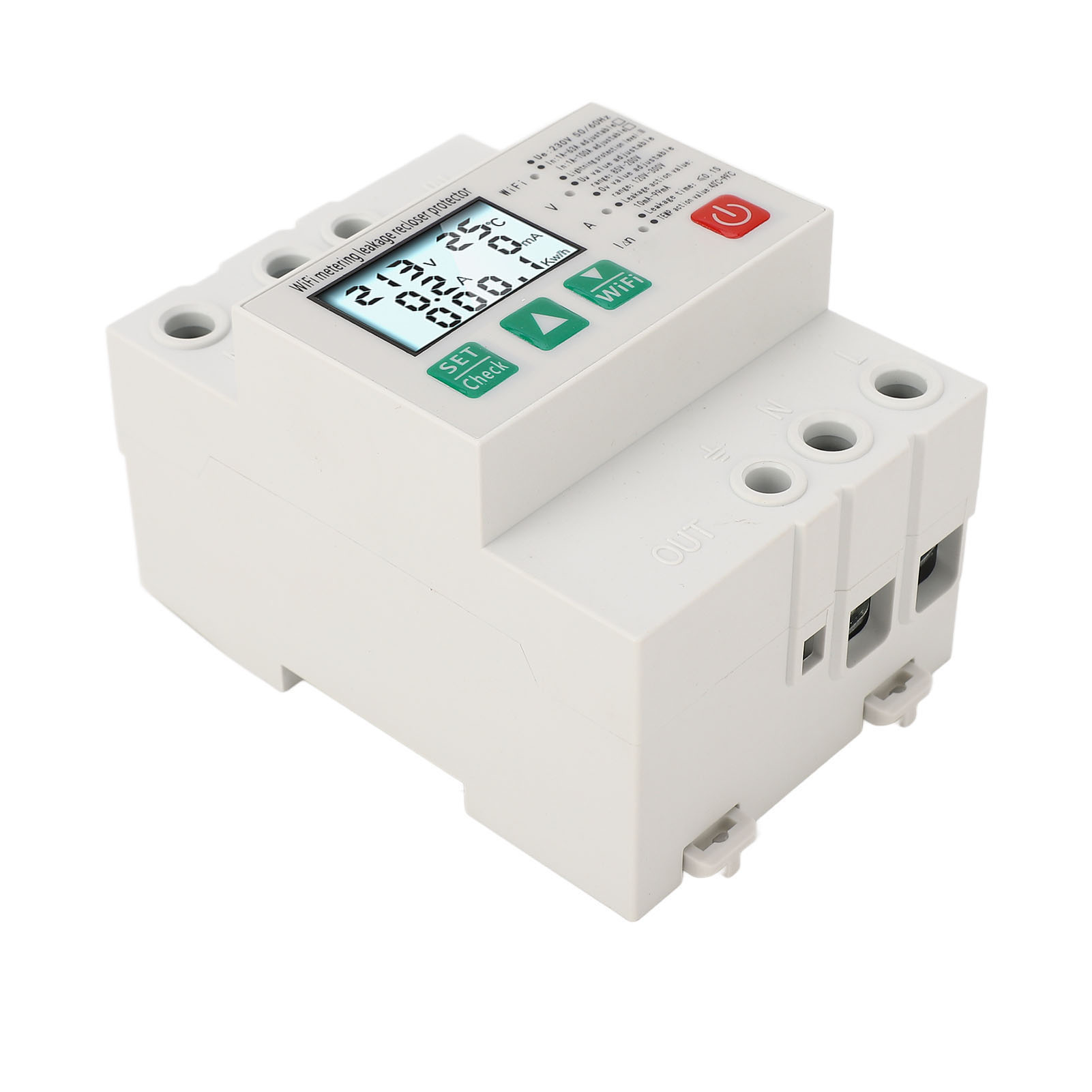 Intelligenter Wifi-leistungsschalter Ac230 50/60hz 1a-63a, Überspannungs-, Unterspannungs-, Fehlerstrom- Und Blitzschutz, Energiezähler, Automatischer Schalter Mit Fernbedienung.