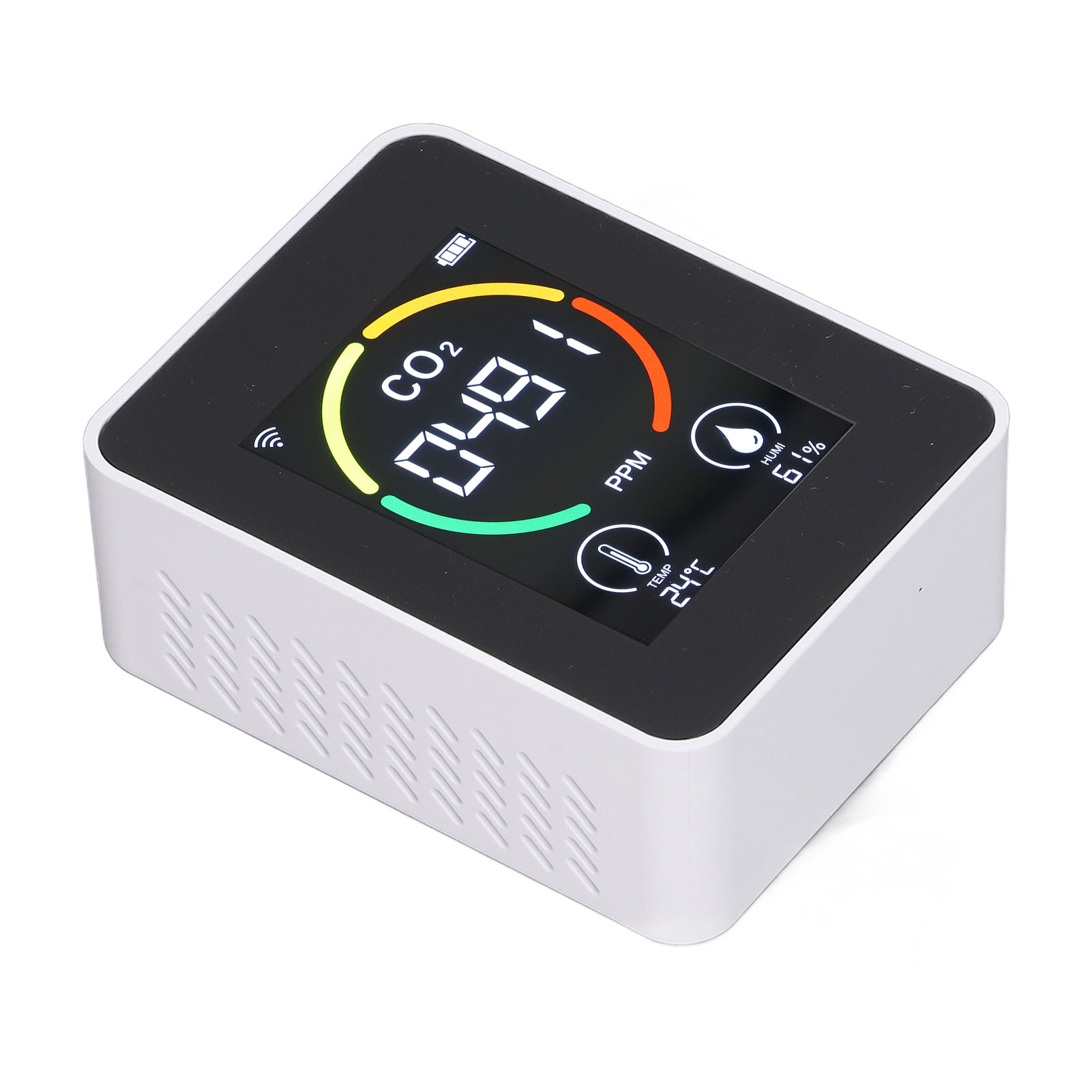 Tragbarer Drahtloser Co2-detektor, Temperatur- Und Feuchtigkeitsmonitor, Intelligenter Infrarot-wlan-sensor, Luftqualitätsmesser, Weiß, 3-in-1.