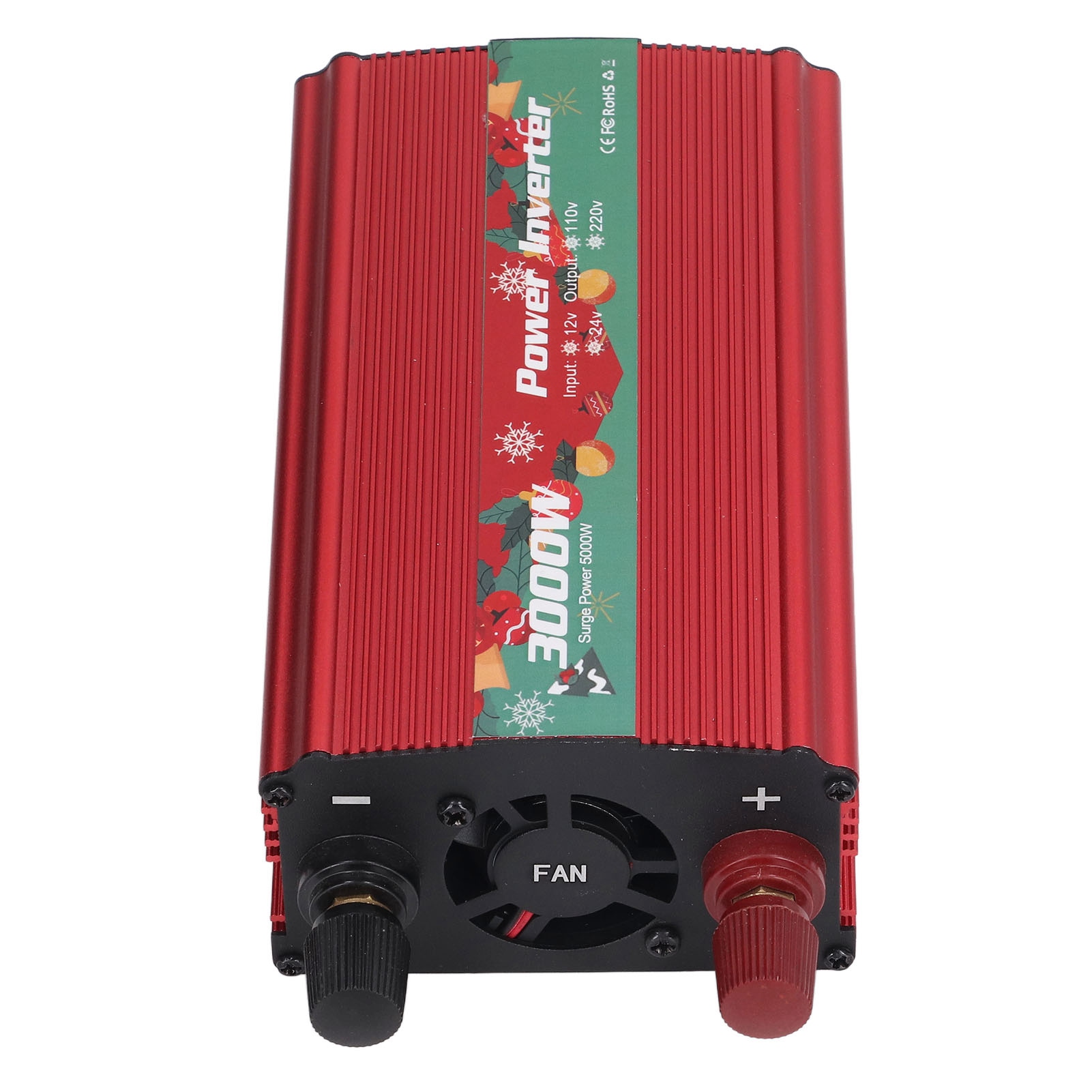 3000w 24v Auf 220v 50hz Solarwechselrichter, Elegantes Rotes Aluminiumgehäuse Mit Weihnachtsmuster, Dc/ac-transformator Für Wohnmobile Und Solaranlagen