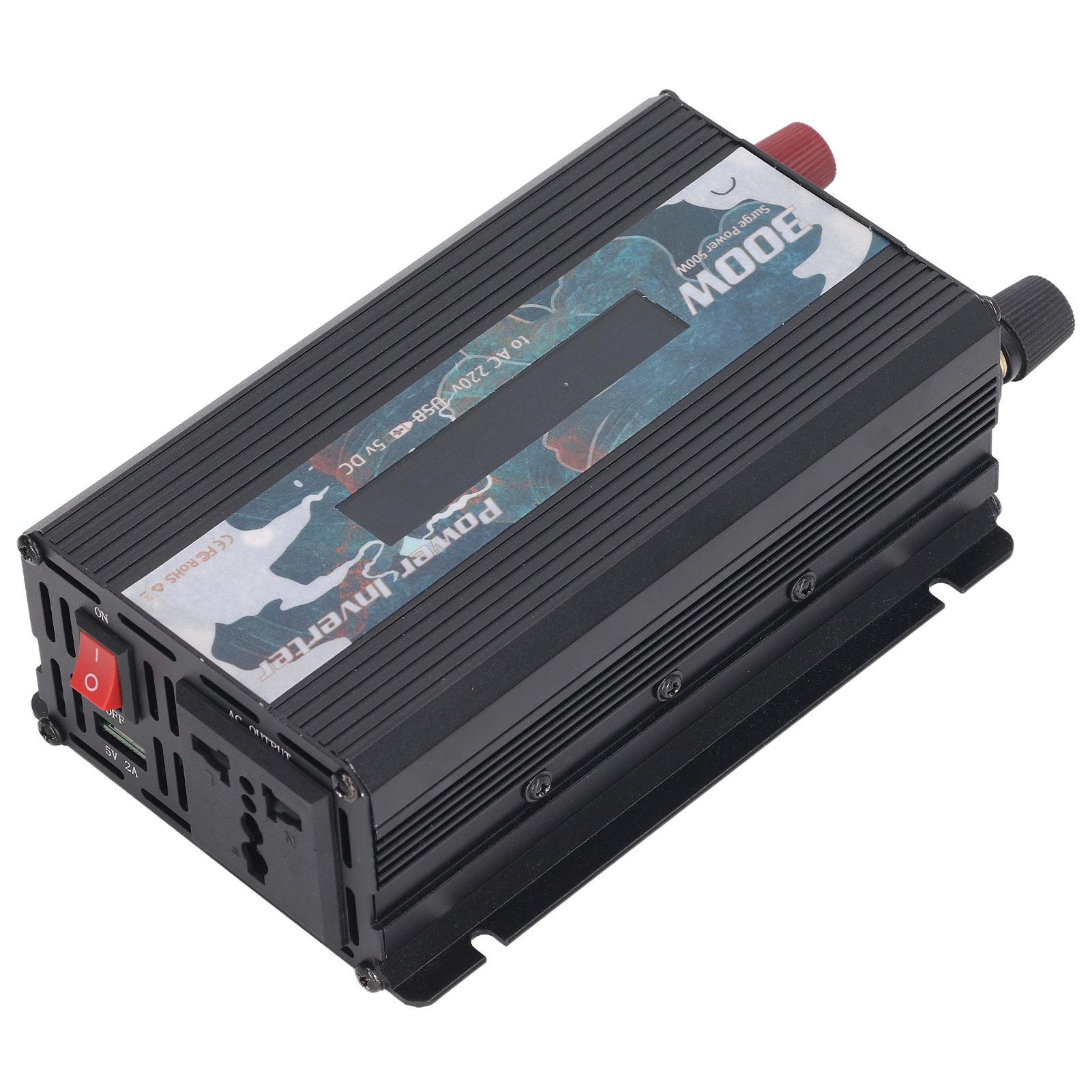 300-w-sinus-wechselrichter (24 V Dc Auf 220 V Ac) Mit Kfz-stecker, 2,0-a-usb-ladegerät Und Lcd-bildschirm (schwarz)