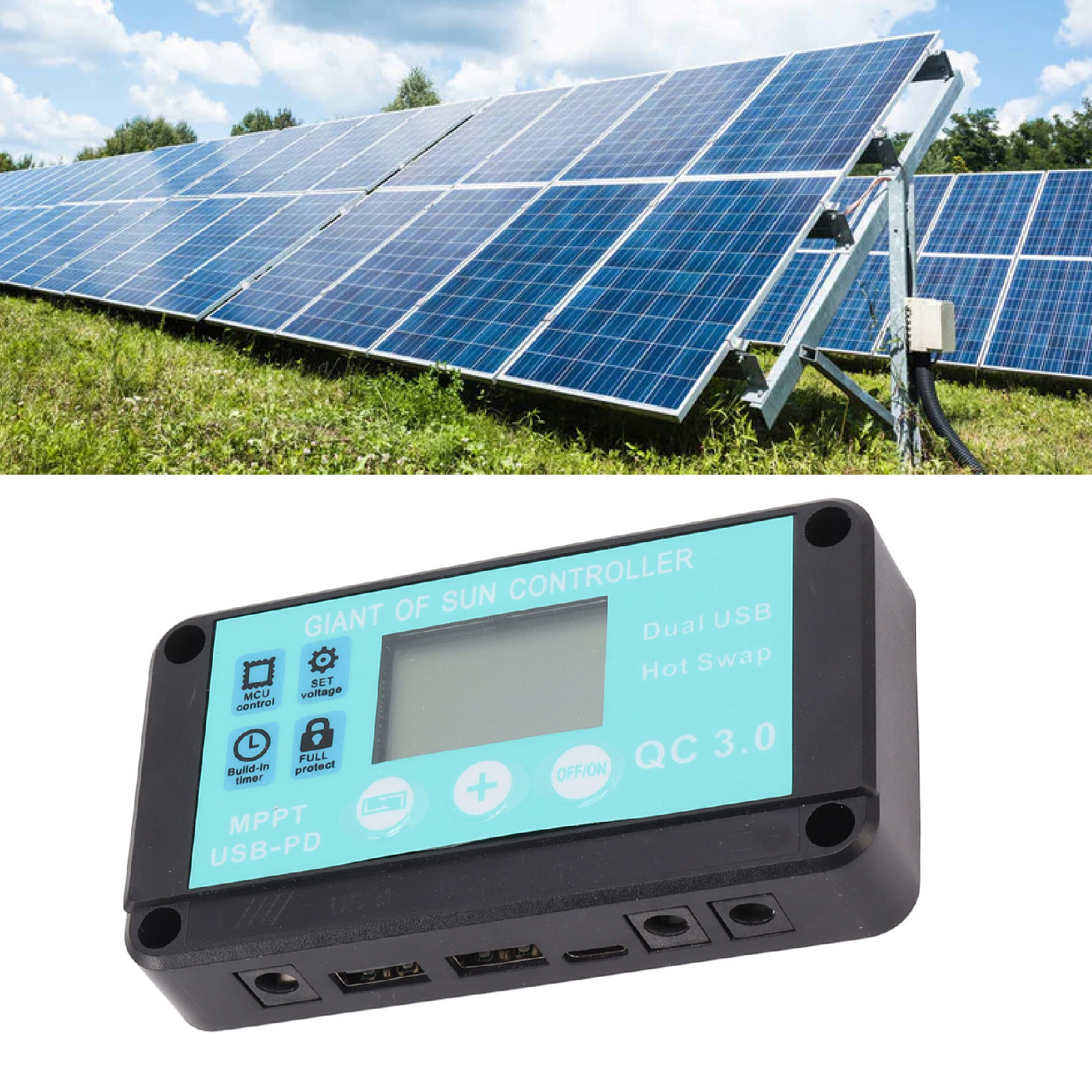 30a Mppt-solarladeregler Mit Zwei Usb-anschlüssen, Solarmodul-laderegler Für Stromerzeugungssysteme