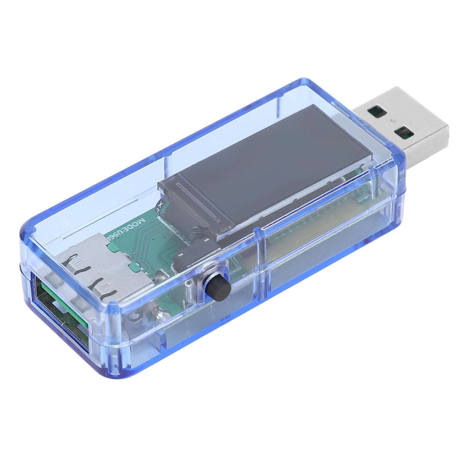 U96 Multifunktions-usb-tester, Präzise Spannungs-, Strom-, Leistungs- Und Temperaturmessung, Ladegerät-tester Mit Transparentem Blauem Gehäuse Und Lcd-display