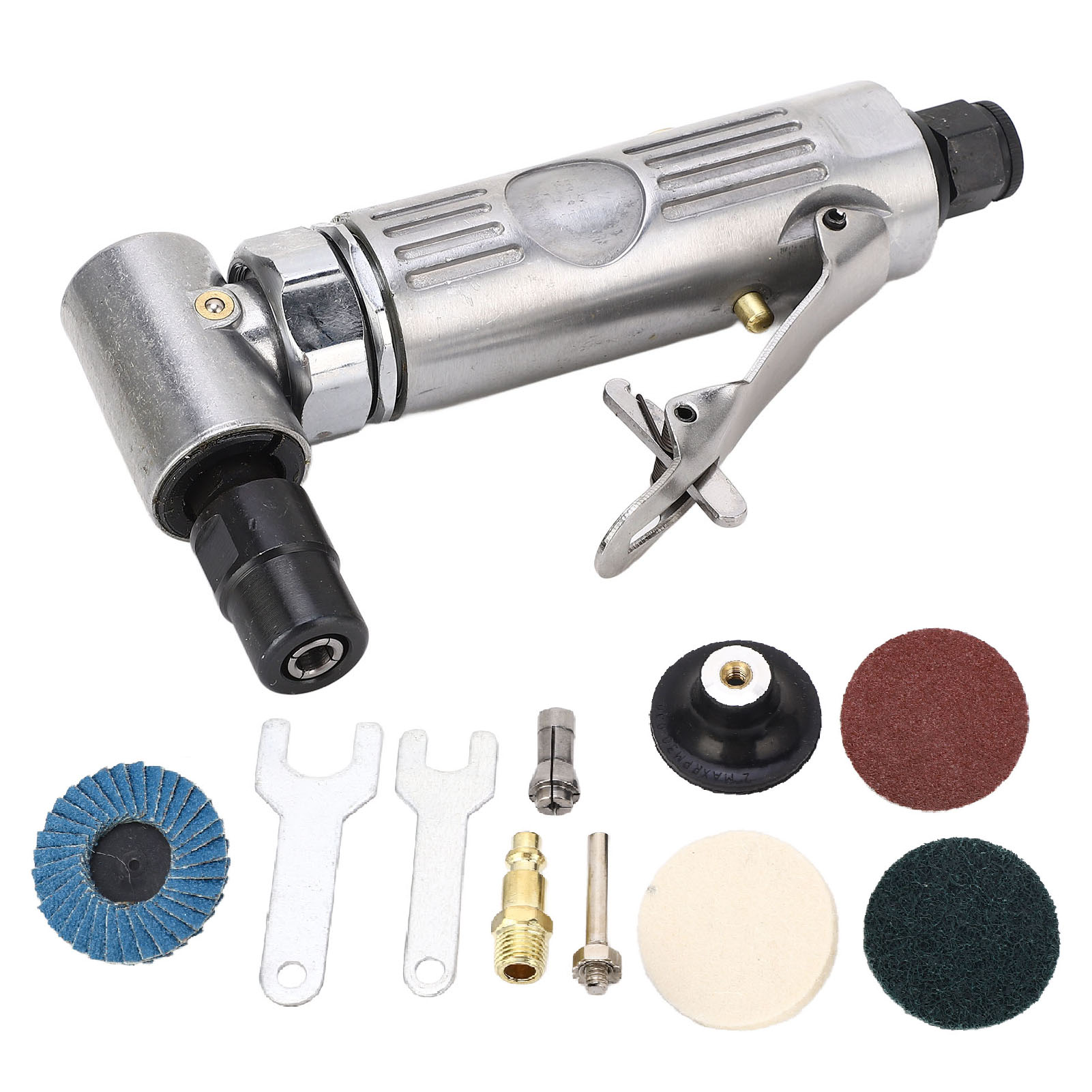 Druckluft-winkelschleifer (0,3 Ps) Mit 1/4"- Und 1/8"-bohrfutter, Einstellbarer Drehzahl, Druckluft-schleifset Zum Polieren Und Schleifen, Hochleistungs-rotationswerkzeug