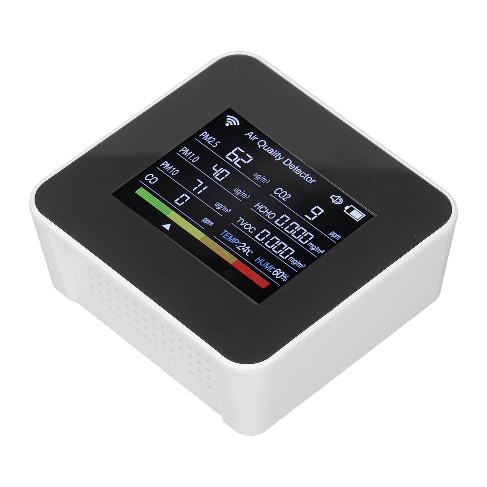 Wlan-luftqualitätsmessgerät Für Co2, Hcho, Tvoc, Pm2,5, Co, Multifunktionales Digitales Display, Tester Für Innenraumluftverschmutzung