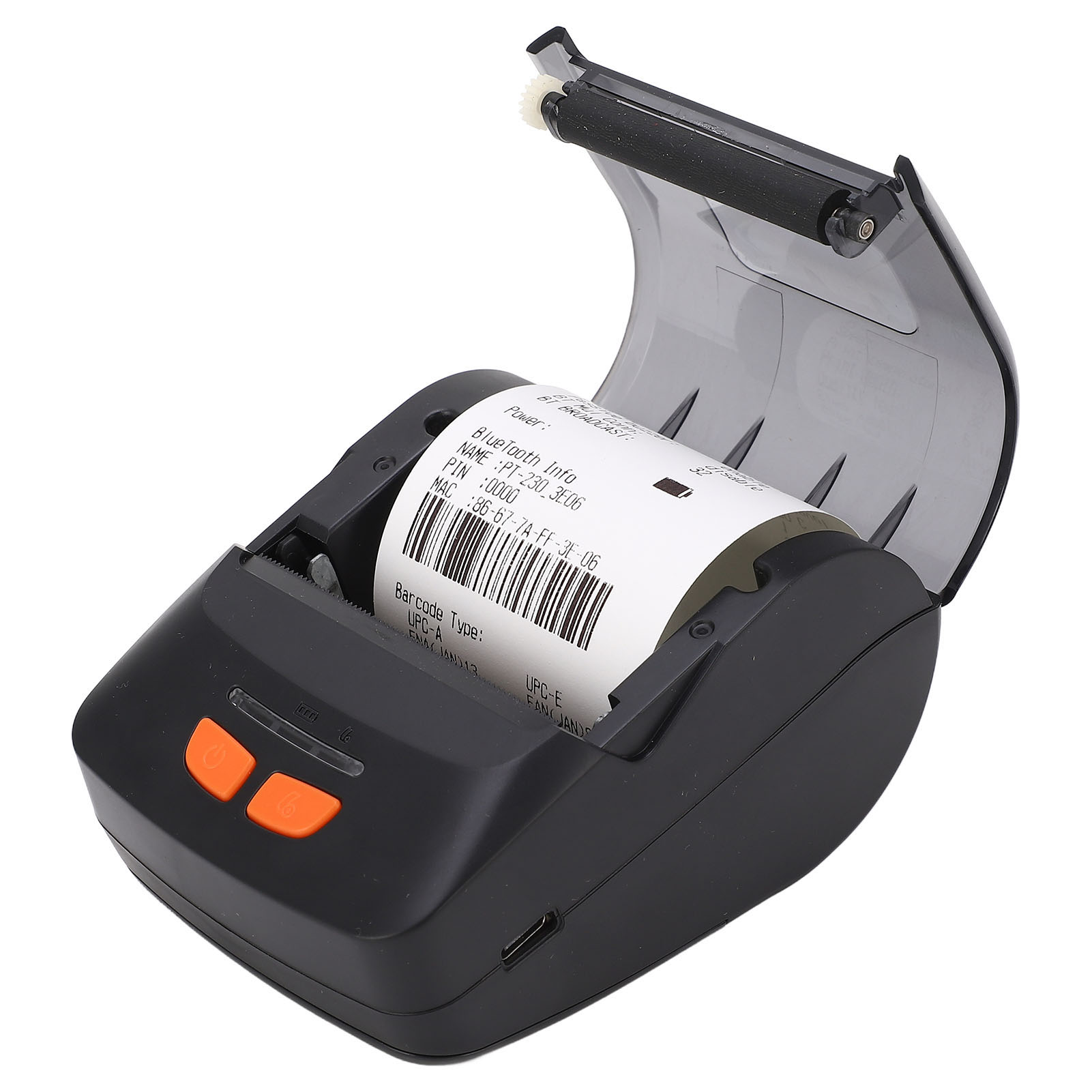 Tragbarer Bluetooth-thermodrucker Mit Etikettenpapier, Pos-beleg-barcode, Schwarzweißdruck, Kabellos