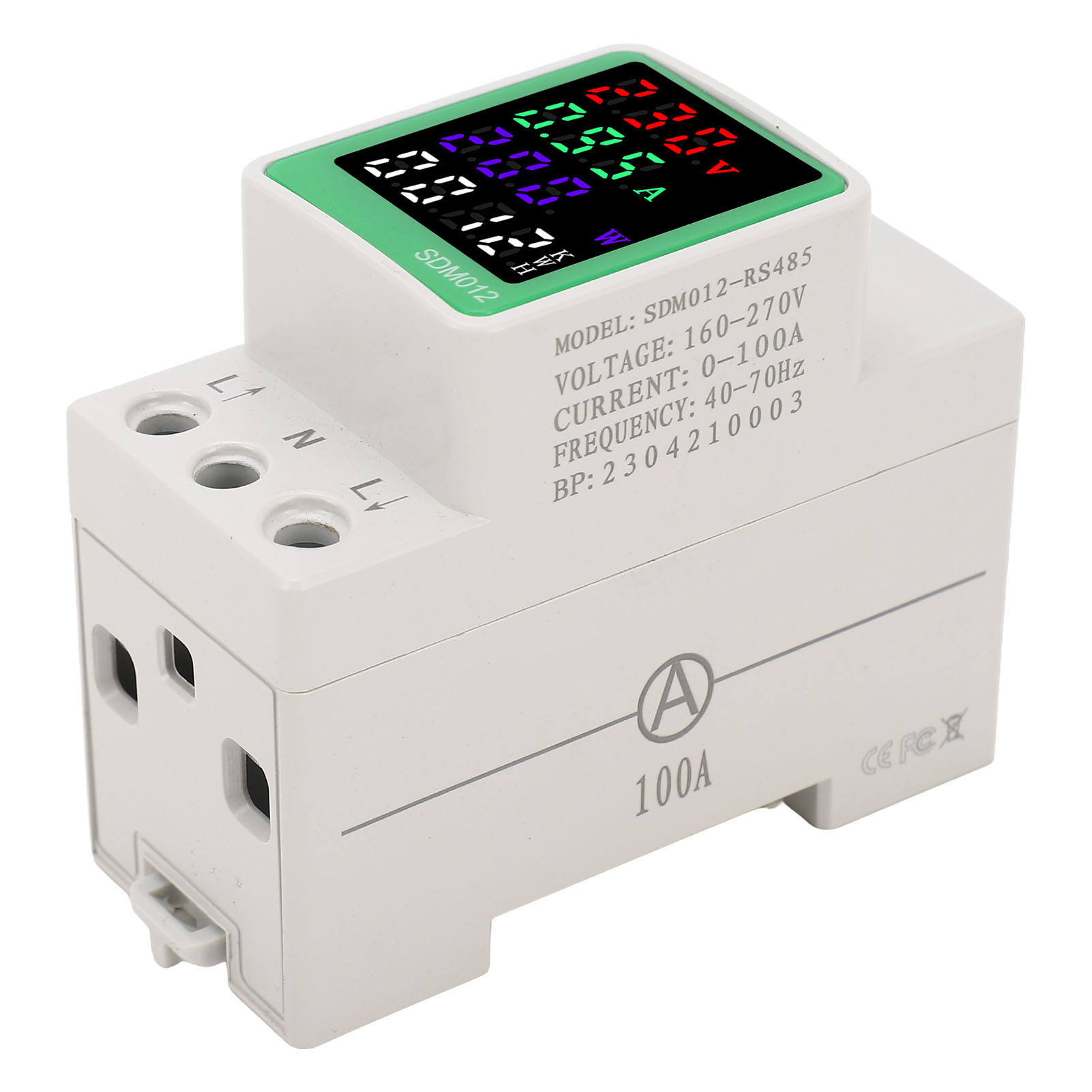 Einphasiger Wechselstromzähler 230 V, 0–100 A, Mit Digitaler Led-anzeige, Misst Spannung, Stromstärke, Frequenz Und Leistungsfaktor, Rs485-schnittstelle