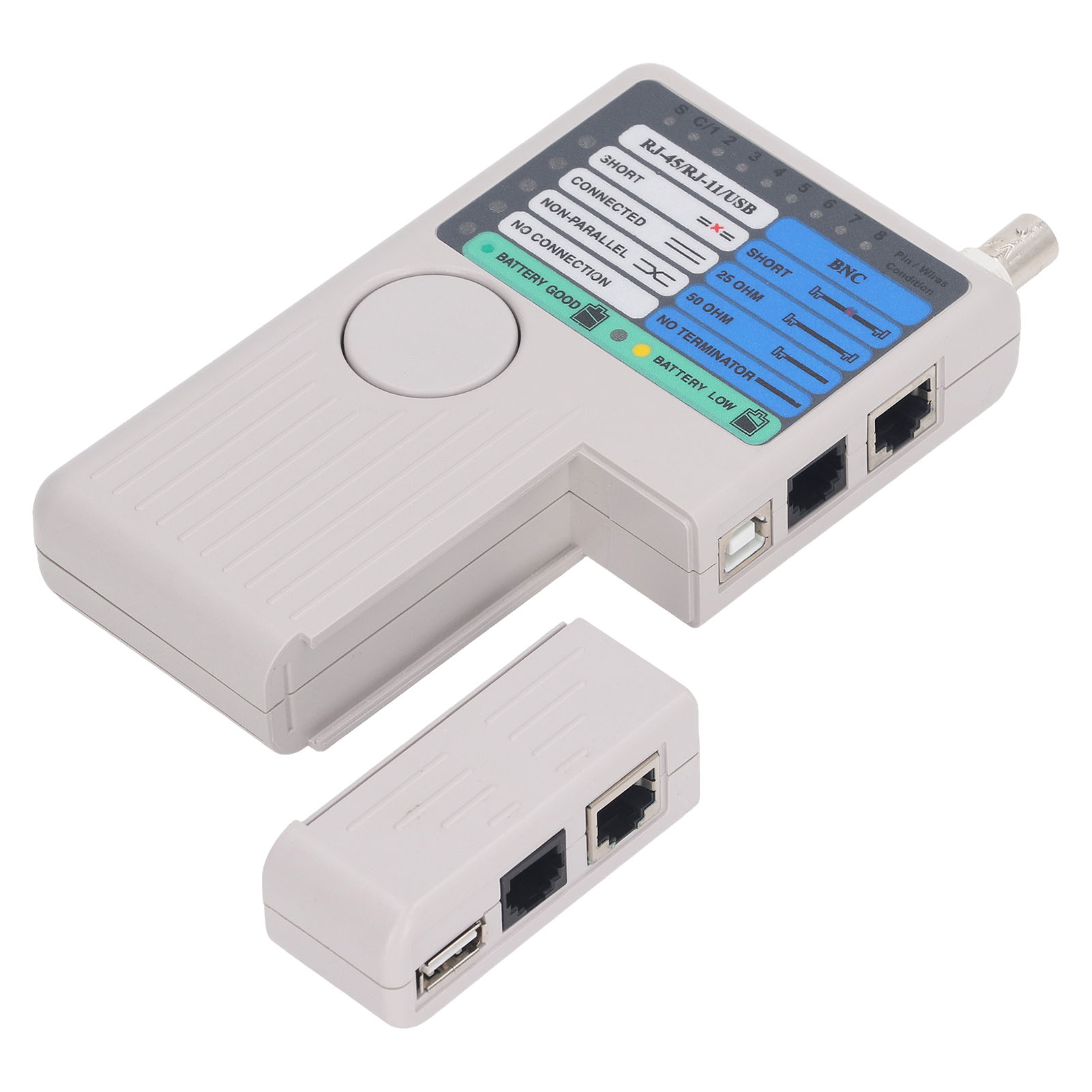 4-in-1-kabeltester, Abnehmbarer Modularer Schnelldetektor, Netzwerkmessgerät Für Telefon, Bnc, Usb, Rj11, Rj45, Koaxialkabel, 90 M