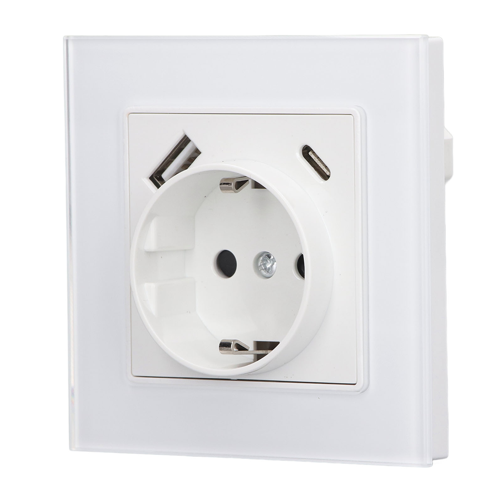 Versenkte Usb-typ-c-wandsteckdose Aus Gehärtetem Glas, 5 V 2,1 A, Typ 82, Ac 250 V 3520 W, Eu-standard, Glasabdeckung, Schnellladefunktion