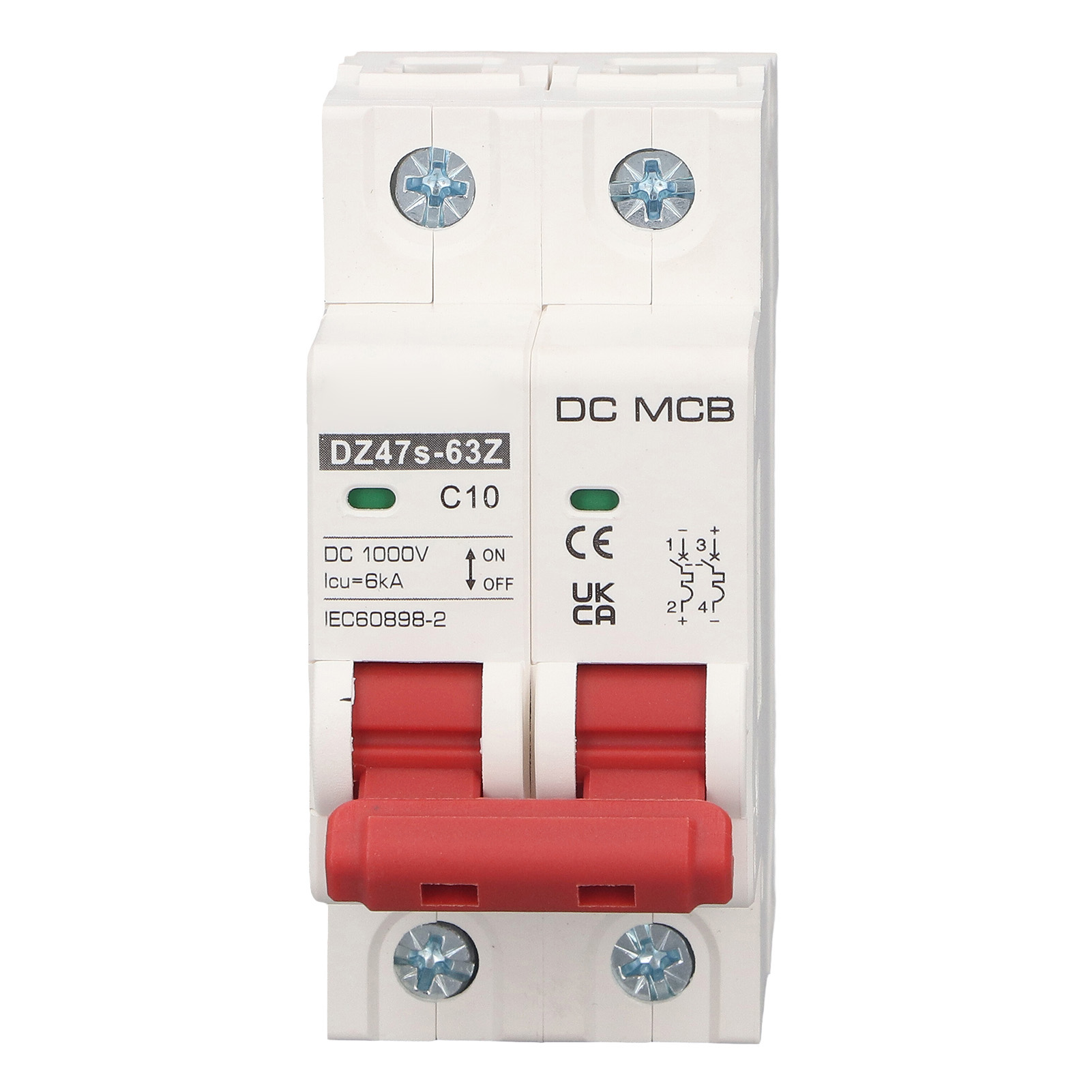 Miniatur-leistungsschalter 2p 10a Dc1000v Für Photovoltaik-solaranlagen, Din-schienenmontage, Stromkreisschutz.