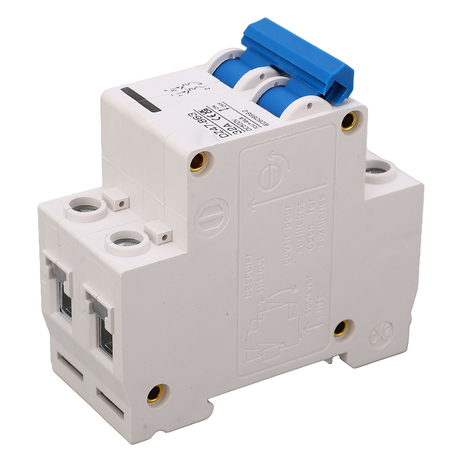 Dc 32a 500v Leistungsschalter, 2p Typ B, Abschaltvermögen 4000a, Solar-photovoltaik-schutz, Miniaturschalter Für Pv-systeme, Zweipolig.