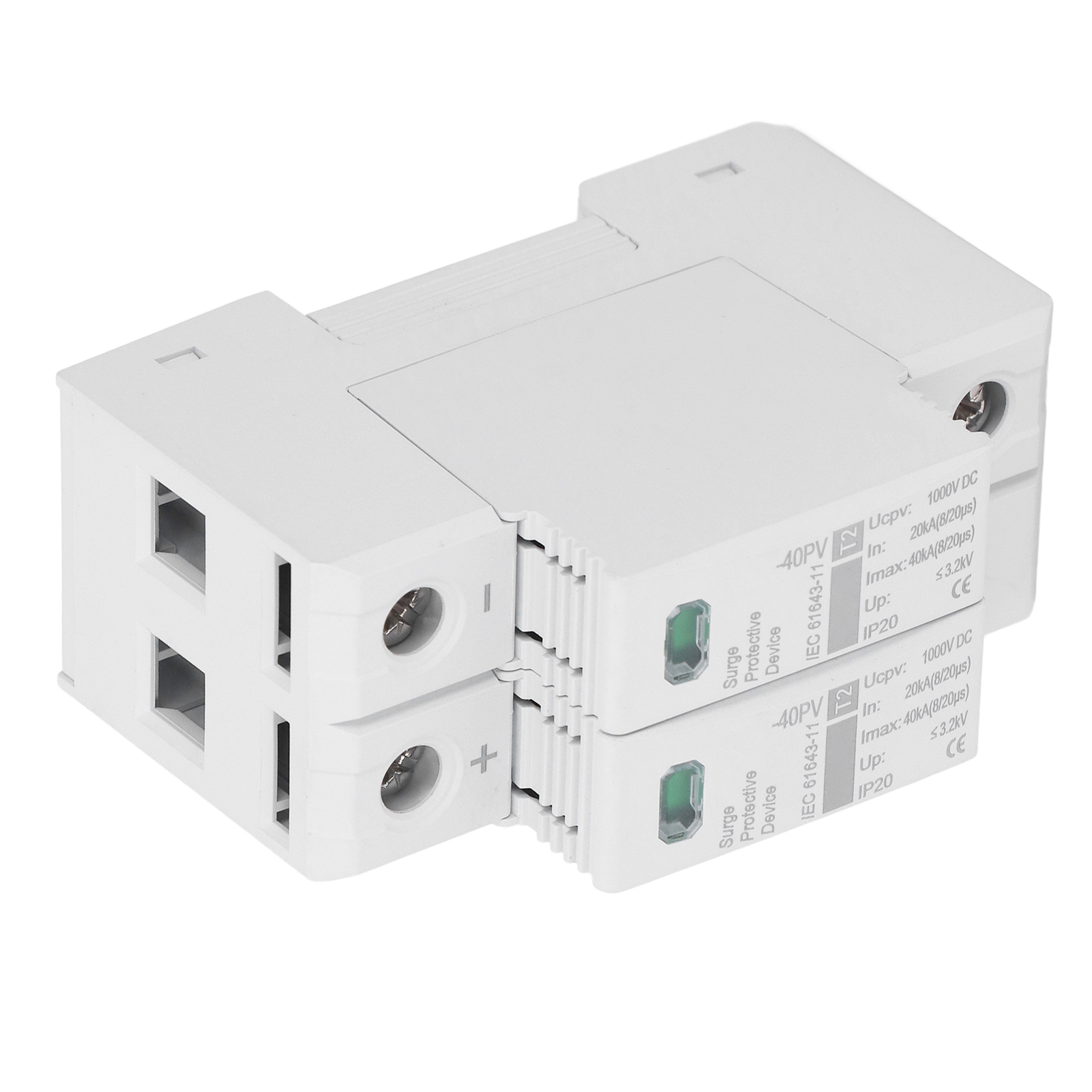 2-poliger Überspannungsschutzschalter (20–40 Ka) Für Photovoltaikanlagen, Solarmodule, Blitz- Und Überspannungsschutz, 1000 V Dc