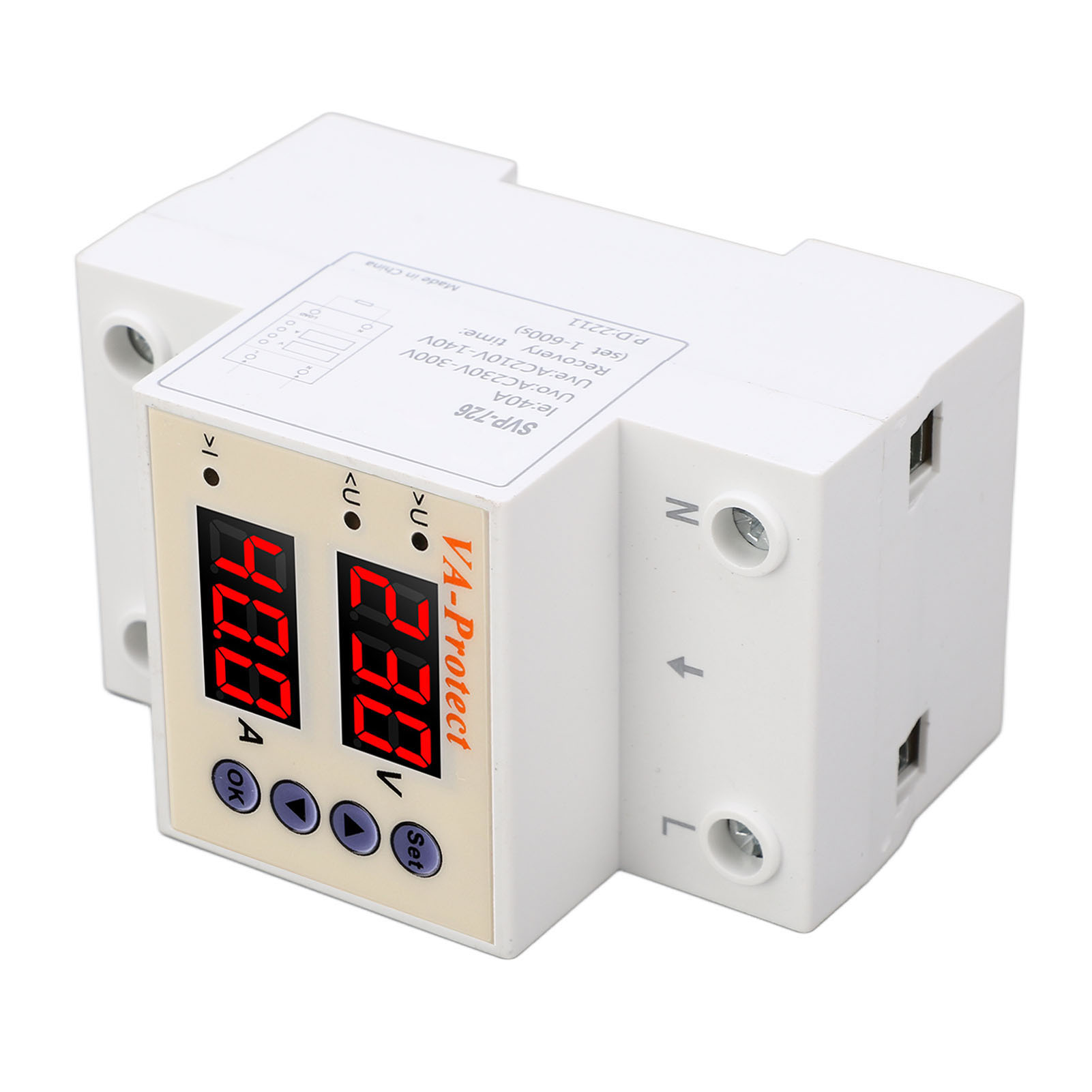220v Ac 40a Spannungsschutzschalter, Einstellbarer Fehlerstromschutzschalter Für Den Hausgebrauch, Über-/unterspannungsschutz Mit Automatischer Wiederherstellung, Leckstrom-sicherheitsschalter.
