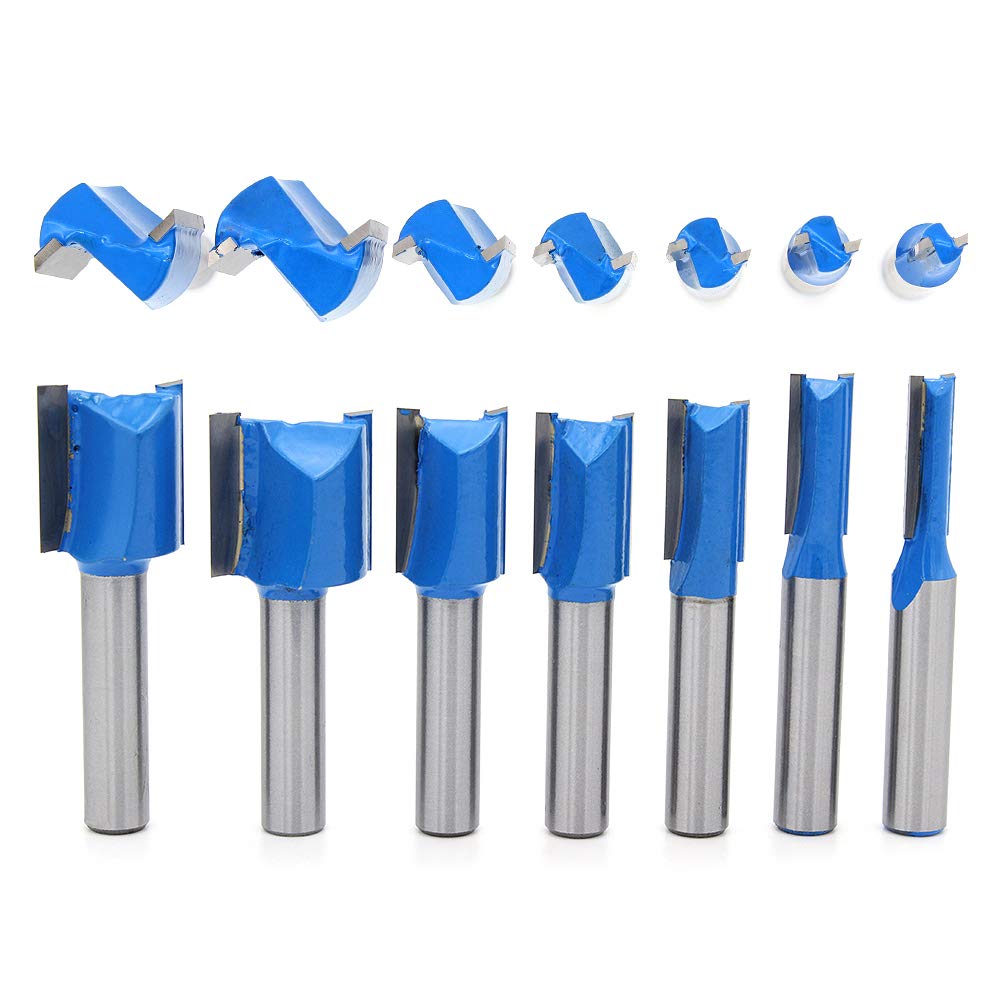 7-teiliges Set Gerader Fräser, 8 Mm Schaft, Durchmesser 6-20 Mm, Hartmetall-holzfräser, Gerader Schnitt, Bündiges Fräsen, Oberfräse Für Holzbearbeitung, Set Zylindrischer Fräser Mit 8 Mm Schaft, Profe