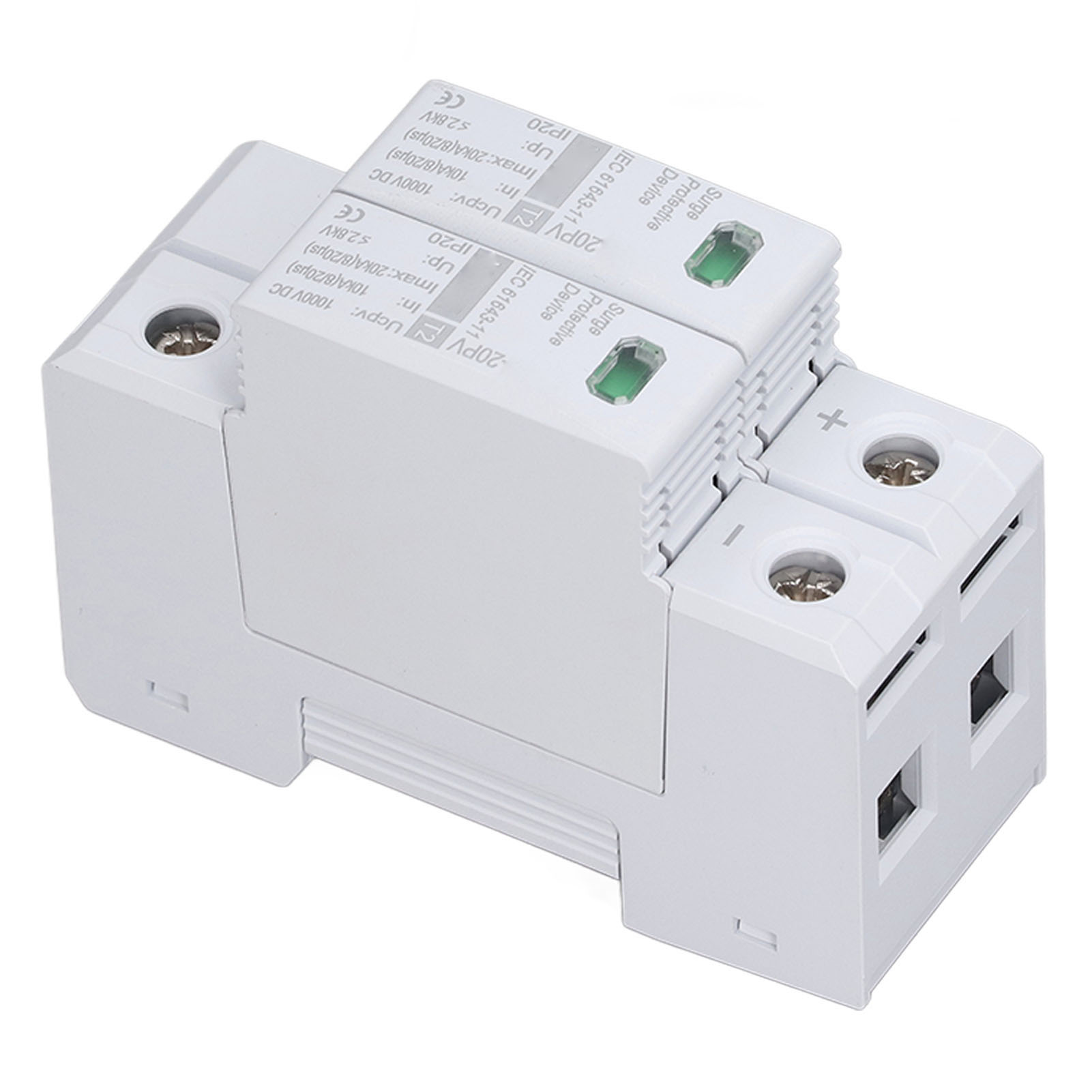 Dc 2p 10-20ka 1000v Solar-überspannungsschutz, 35mm Din-schiene, Photovoltaik-überspannungsschutz, Pv-überspannungsableiter