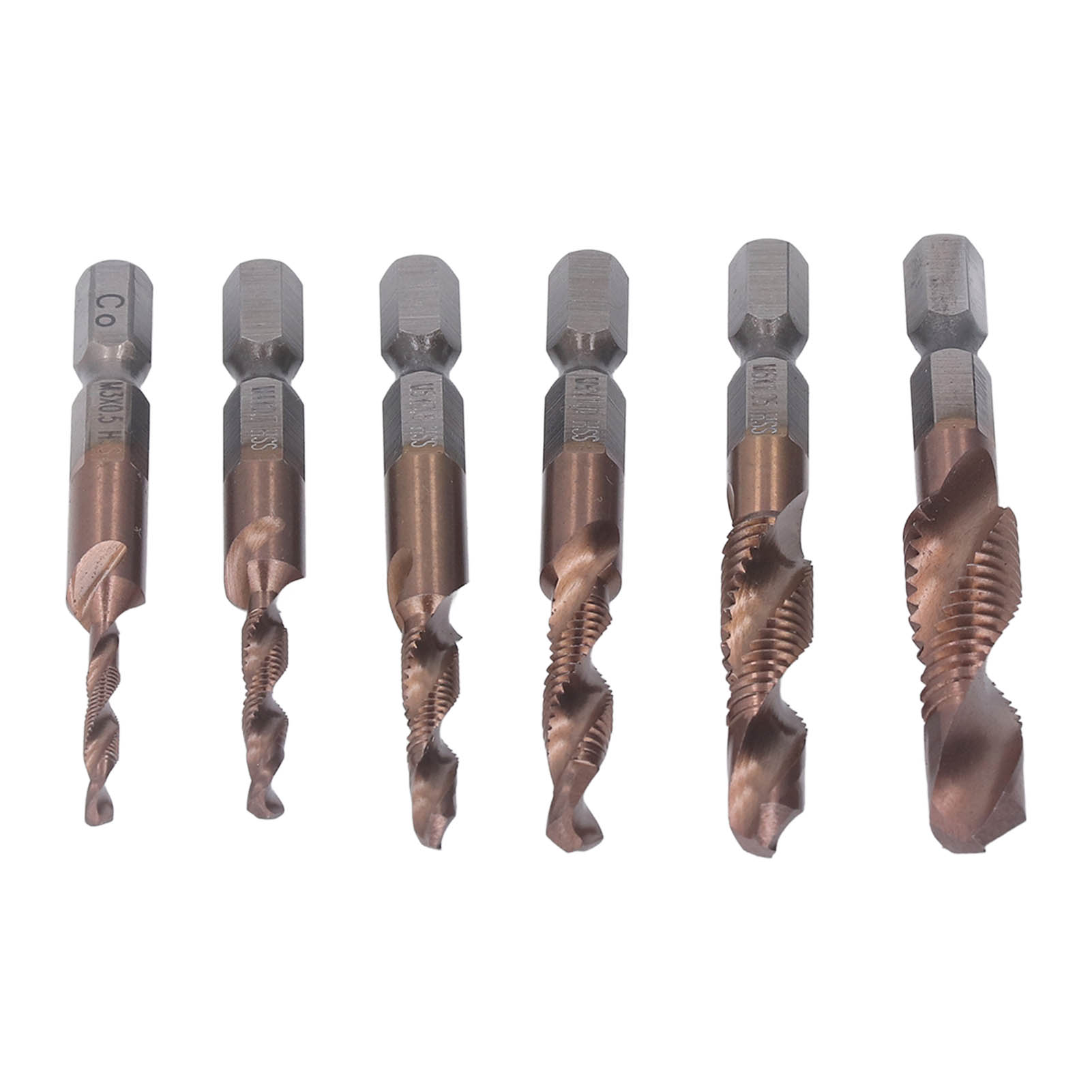 6x Hss-titan-dichtungsbohrer M3 M4 M5 M6 M8 M10 Sechskantschaft Gewindebohrer Stahl