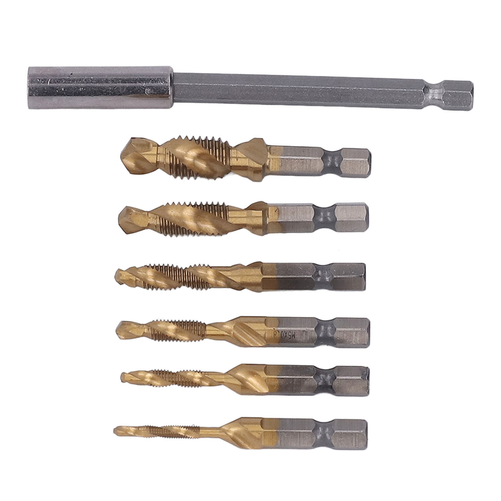 Set Aus Kombinationsbohrern Und Gewindebohrern, Metrische Spiral-sechskantbohrer M3-m10 Für Dünnes Stahl- Und Aluminiumblech, Vergoldet