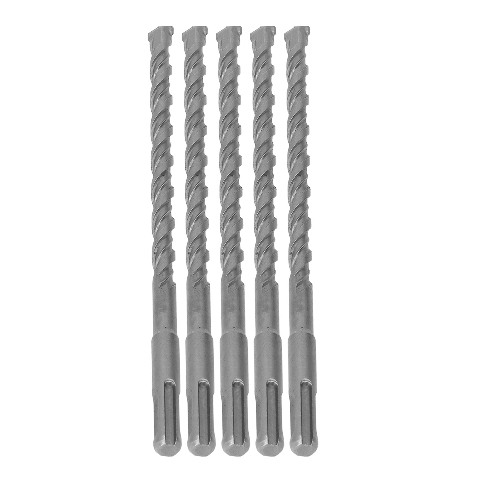 5-teiliges Hartmetall-betonbohrer-set, 210 Mm X 10 Mm, Rotationsmeißelbohrer Mit 2 Spiralstiften Für Ziegel-, Mauerwerks- Und Wandbohrungen, Sds Plus