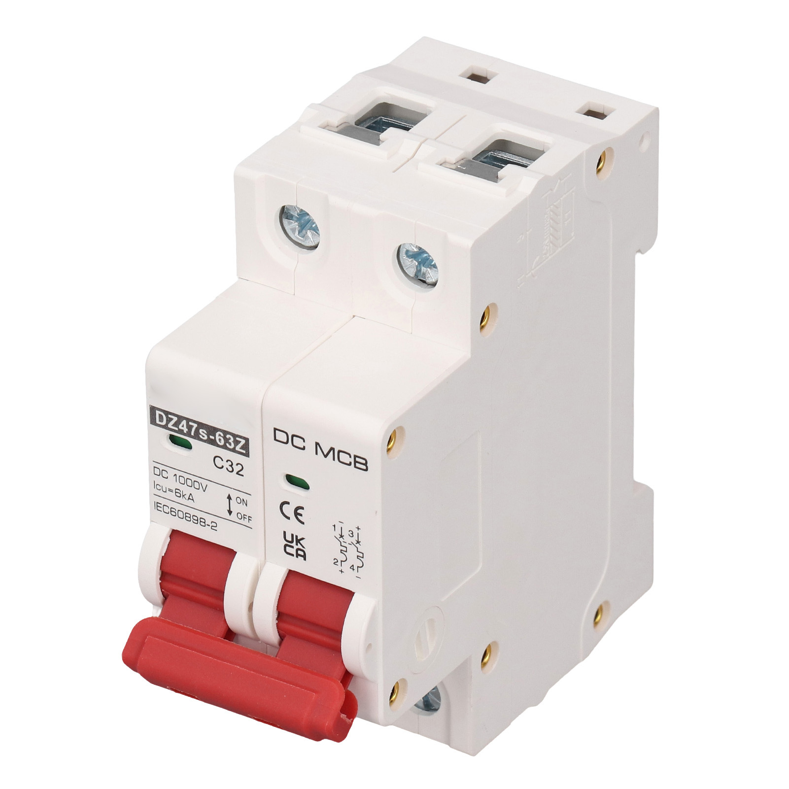 Mini 2p 32a Dc1000v 6000a Abschaltvermögen Leitungsschutzschalter, Solar-photovoltaik-schutz, Automatischer Schalter 32 Ampere