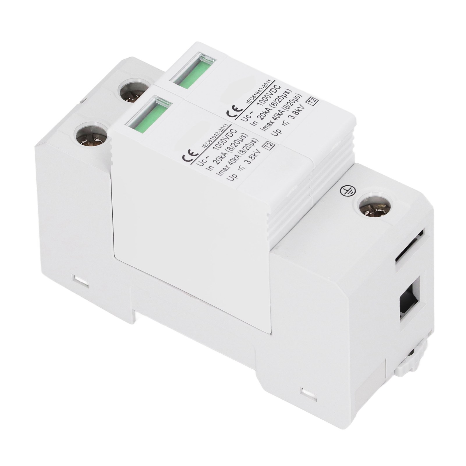 Dc 1000v 40ka Überspannungsableiter, 2p Weißer Überspannungsschutz Für Photovoltaikanlagen, 40ka Solarschutz, 1000v Überspannungsschutzgerät, Weiß, 2 Module.