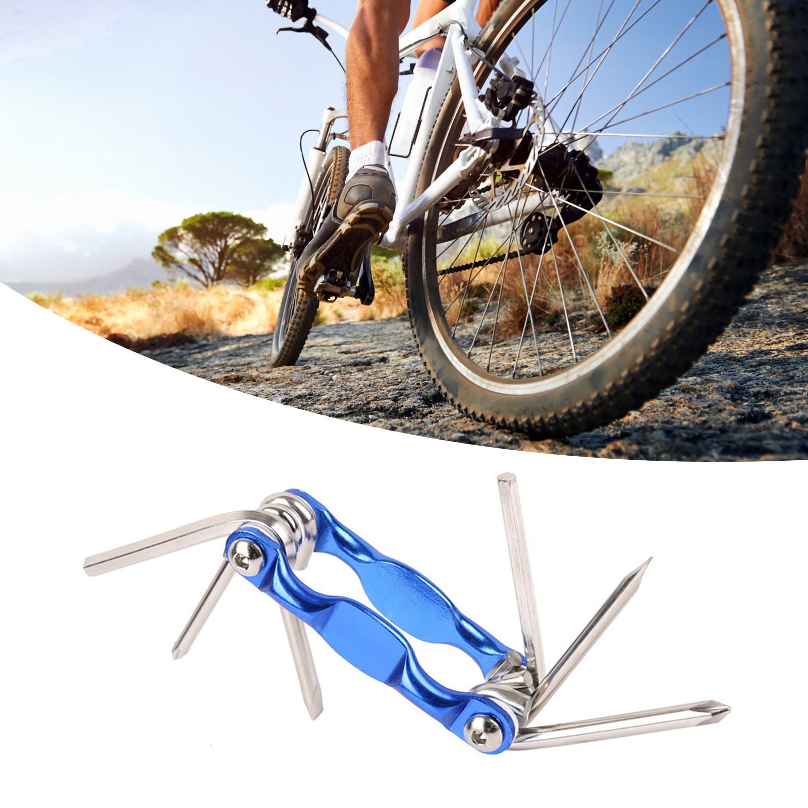11-in-1 Fahrradreparaturset, Blaues Multitool Mit Kettennieter, Inbusschlüsseln, Schlitz- Und Kreuzschlitzschraubendrehern, Für Die Wartung Und Instandhaltung Des Fahrrads.