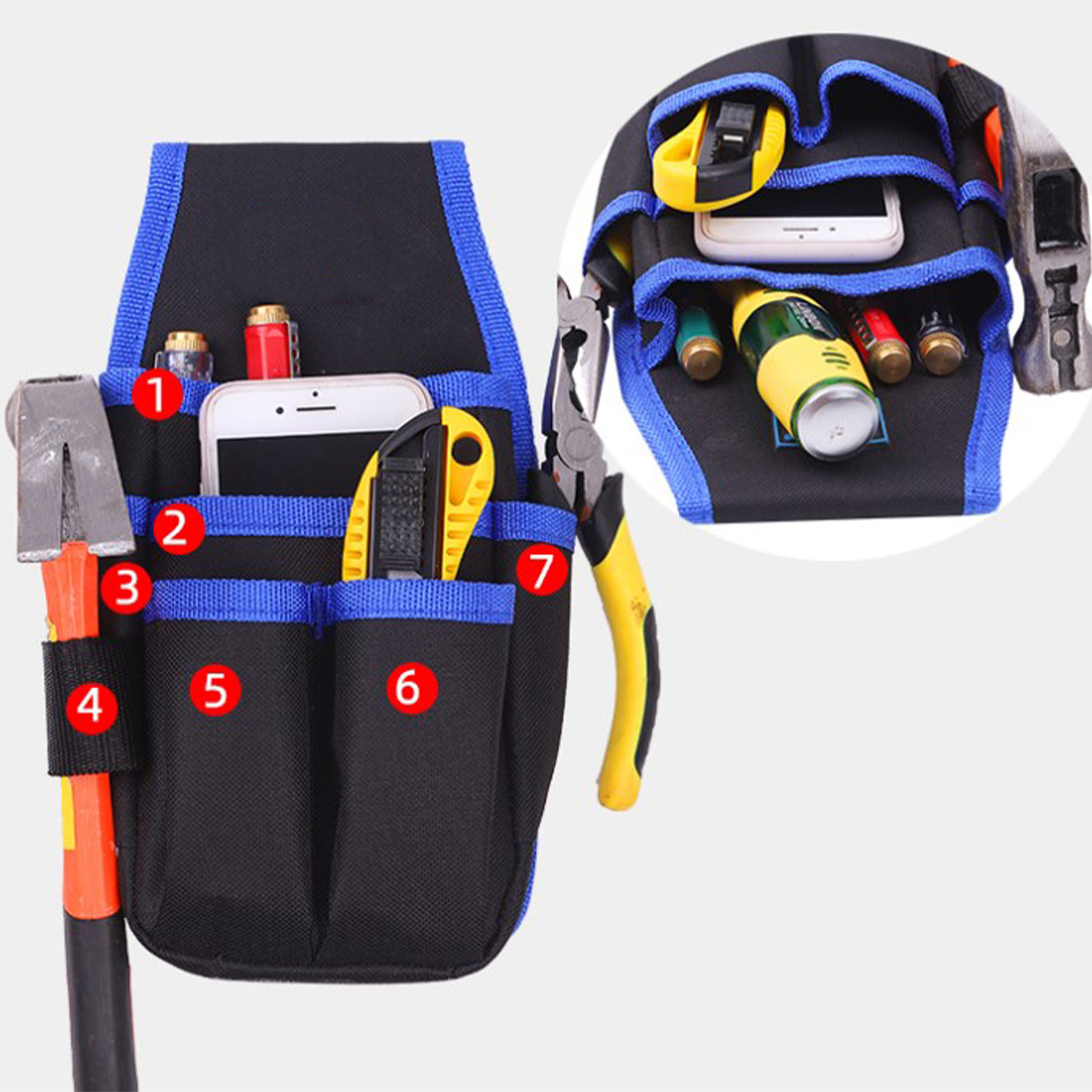 Multifunktionale Werkzeugtasche Für Elektriker, Blaues Werkzeugset Aus Oxford-canvas Für Professionelle Reparaturen, Robuste Werkzeuggürteltasche