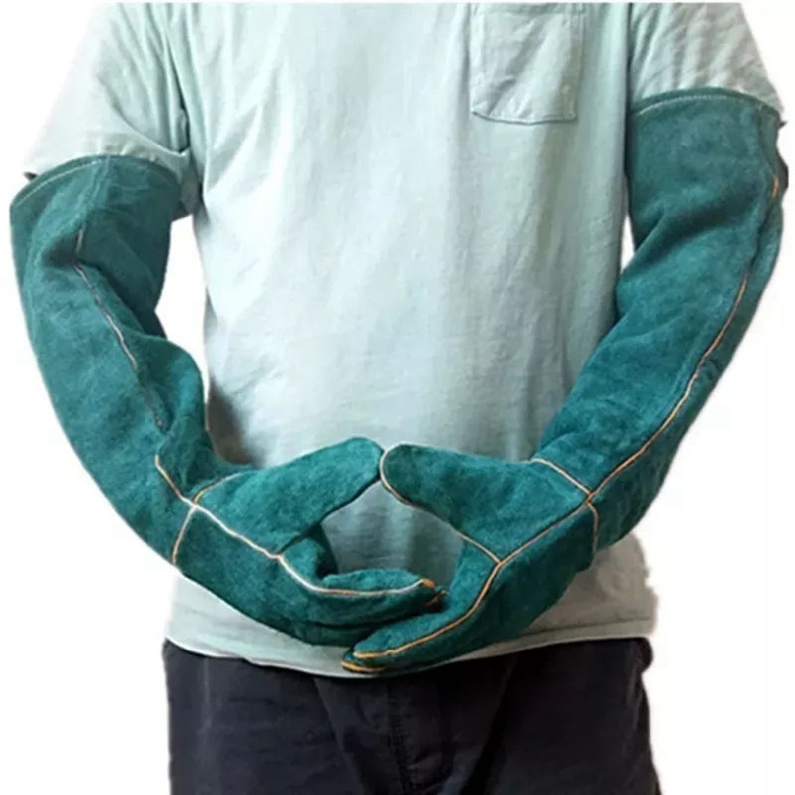 Tierbissfeste Handschuhe, Kratzfest, Zum Schutz Bei Der Fellpflege, Beim Elektroschweißen Und Beim Umgang Mit Werkzeugen, Einheitsgröße, 60 Cm, Dunkelgrün.