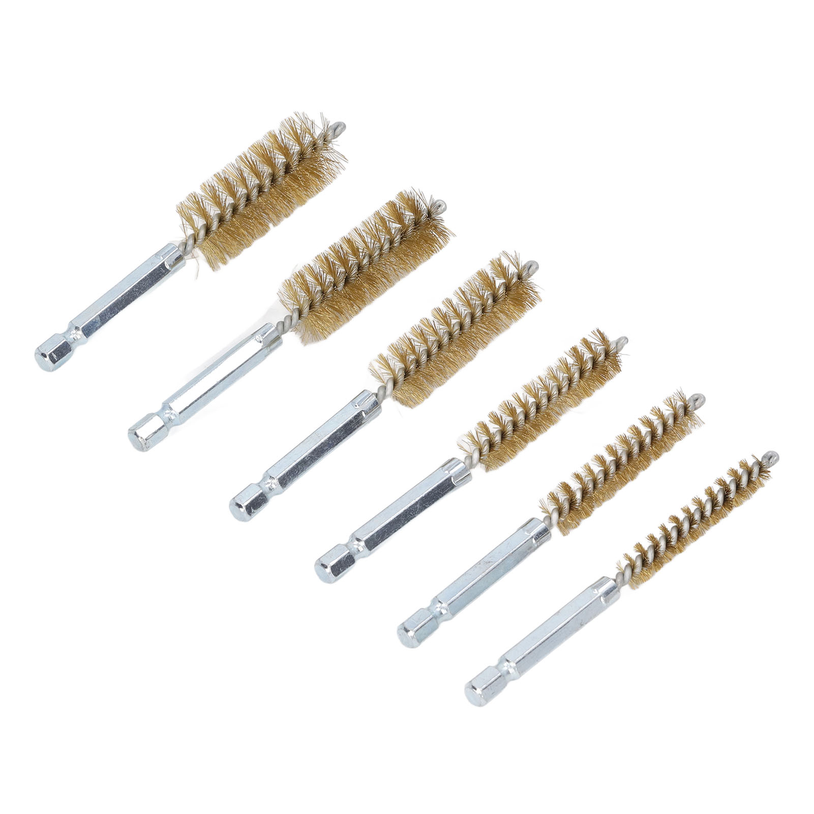 Edelstahl-drahtbürsten, 10 Cm Lang, 6,35 Mm Sechskantschaft, Für Akkuschrauber, 6er-pack, Kupfergelb