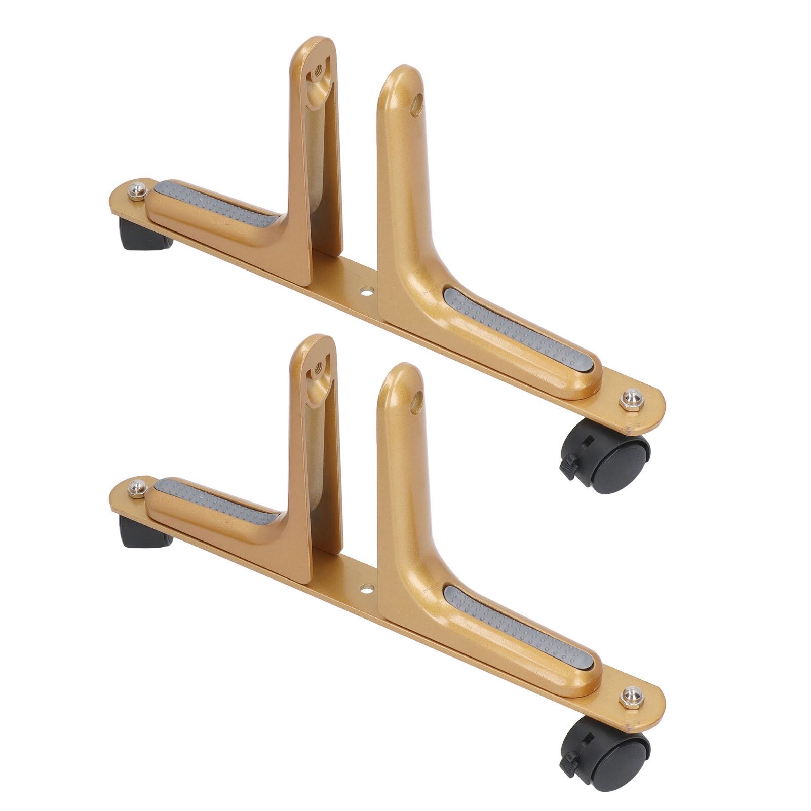 Set Mit 2 Verstellbaren, Mobilen Raumteilerständern Aus Goldfarbenem Aluminium Mit Rollen