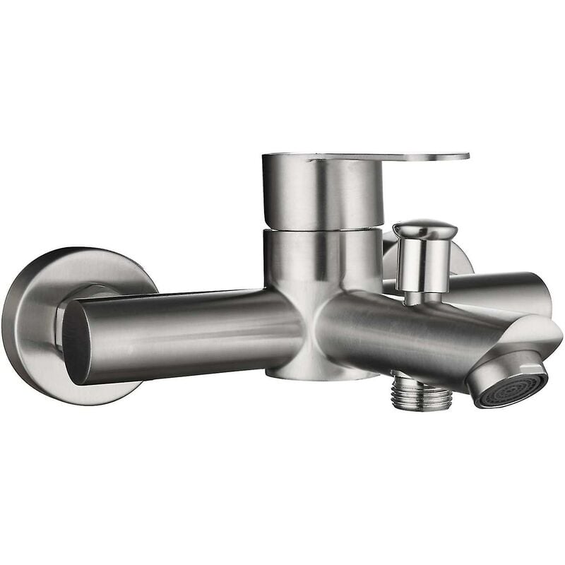 Robinet De Baignoire Qttvbtna, Mural, En Acier Inoxydable, Entraxe 150 Mm, Argent