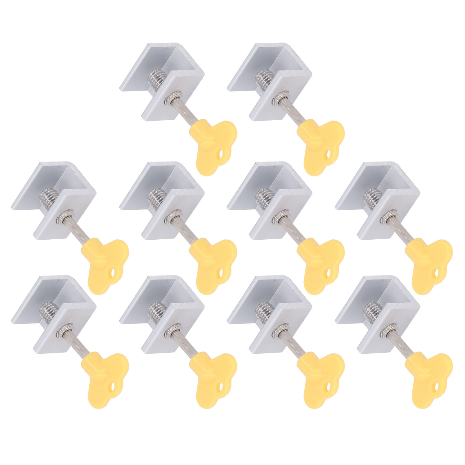 Set Mit 10 Einloch-fensterschlössern Inklusive Innensechskantschlüssel, Vertikal Und Horizontal Verstellbar, Silberfarbenes Verriegelungsset