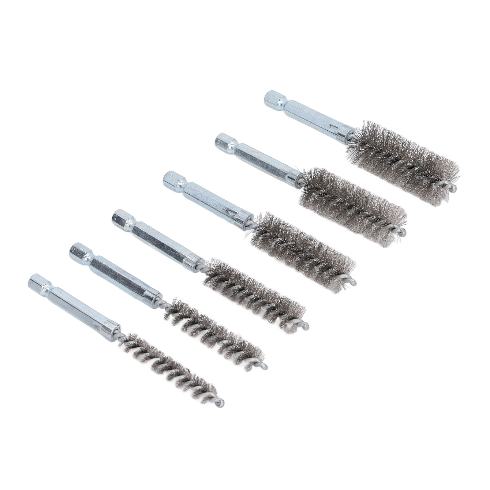 6 X 4-zoll-reinigungsbürsten Aus Rostfreiem Edelstahl, Drahtbürsten Mit 1/4-zoll-sechskantschaft Für Bohrmaschinen Und Schlagschrauber, Silbernes Set