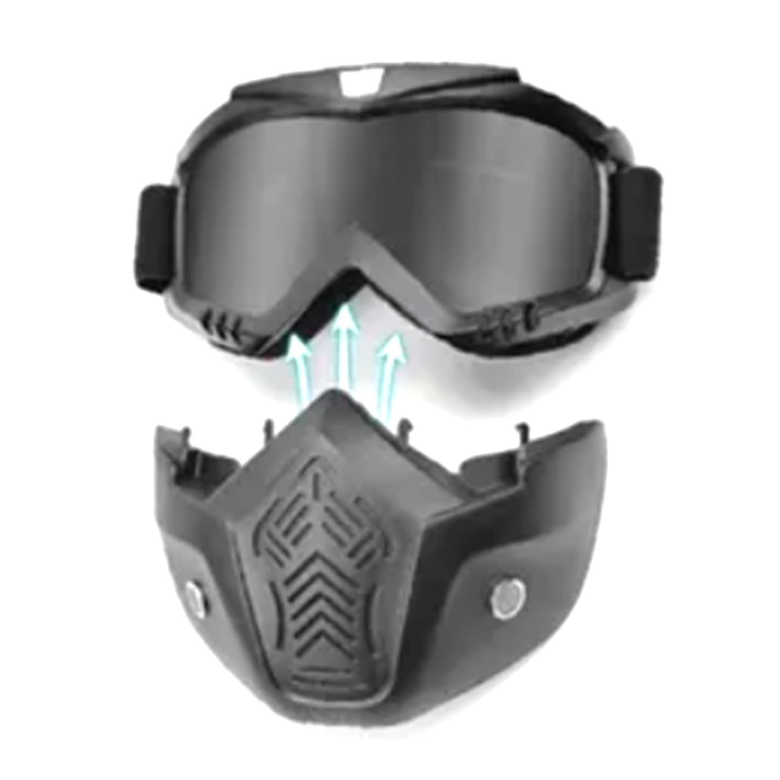 Offroad-motorradbrille, Winddicht, Abnehmbares Visier, Schwarzer Rahmen, Graue Gläser, Outdoor-fahrausrüstung
