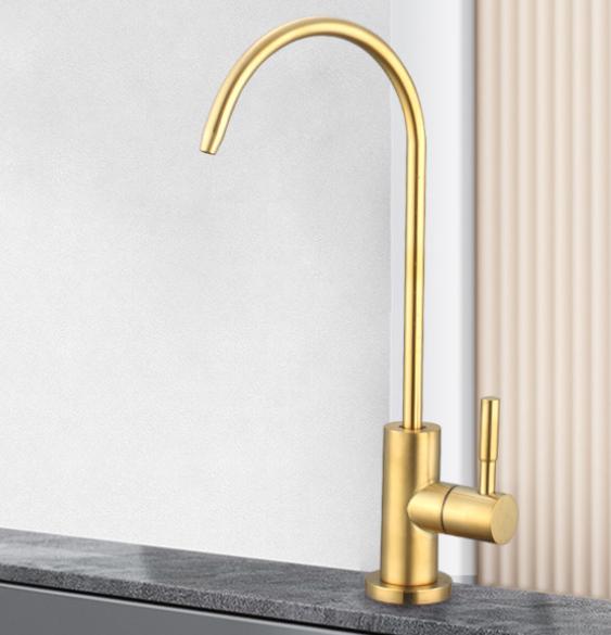 Robinet Purificateur D'Eau En Acier Inoxydable Pour Cuisine, Robinet Droit Pour Eau Potable, Finition Or Brossé