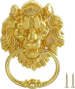 Anneau De Porte Antique En Forme De Lion, 155 X 118 Mm. Poignée De Porte/de Canapé/de Canapé (dorée), 155 X 118 Mm.