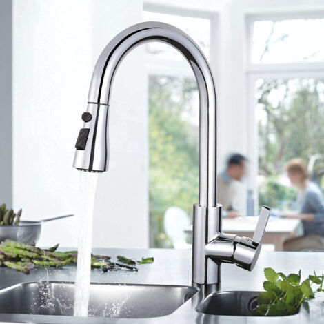 Todot – Mitigeur De Cuisine Avec Douchette Extractible – Rotation 360° – Acier Inoxydable – Valve Céramique – Dakf3f