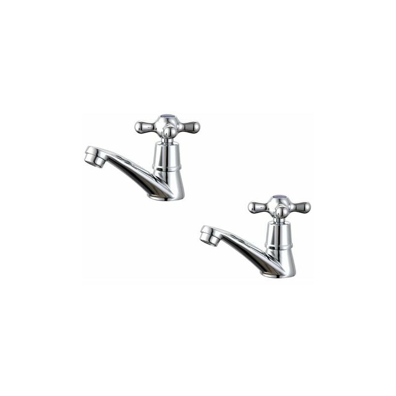 Choyclit Mitigeur De Lavabo,lot De 2 Robinets De Lavabo Pour Salle De Bain, Mitigeurs De Lavabo, Avec Poignée En Croix Chromé Poli