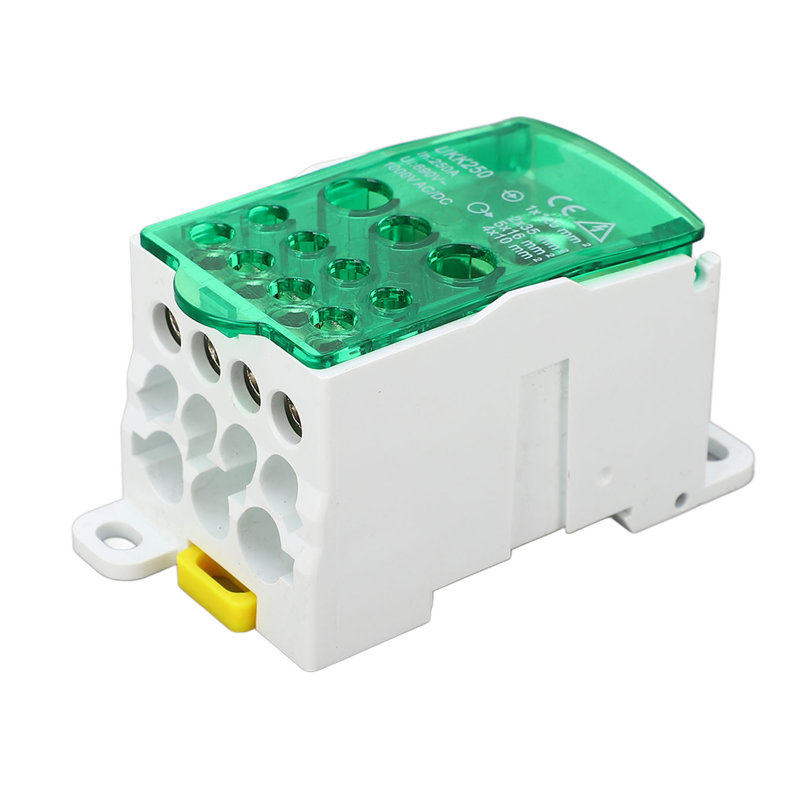Din-schienen-klemmenblock-anschlusskasten, Einpoliger Verteilerkasten 690v 250a, Grüne Farbe, Für Elektrische Verdrahtung.