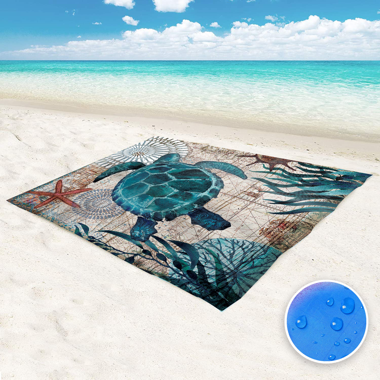 Wasserdichte, Sandabweisende Strandmatte, Große, Leichte Und Strapazierfähige Picknickdecke, Ideal Für 4 Bis 6 Personen, Mit 4 Ecktaschen, Perfekt Für Camping, Strand Und Ausflüge.