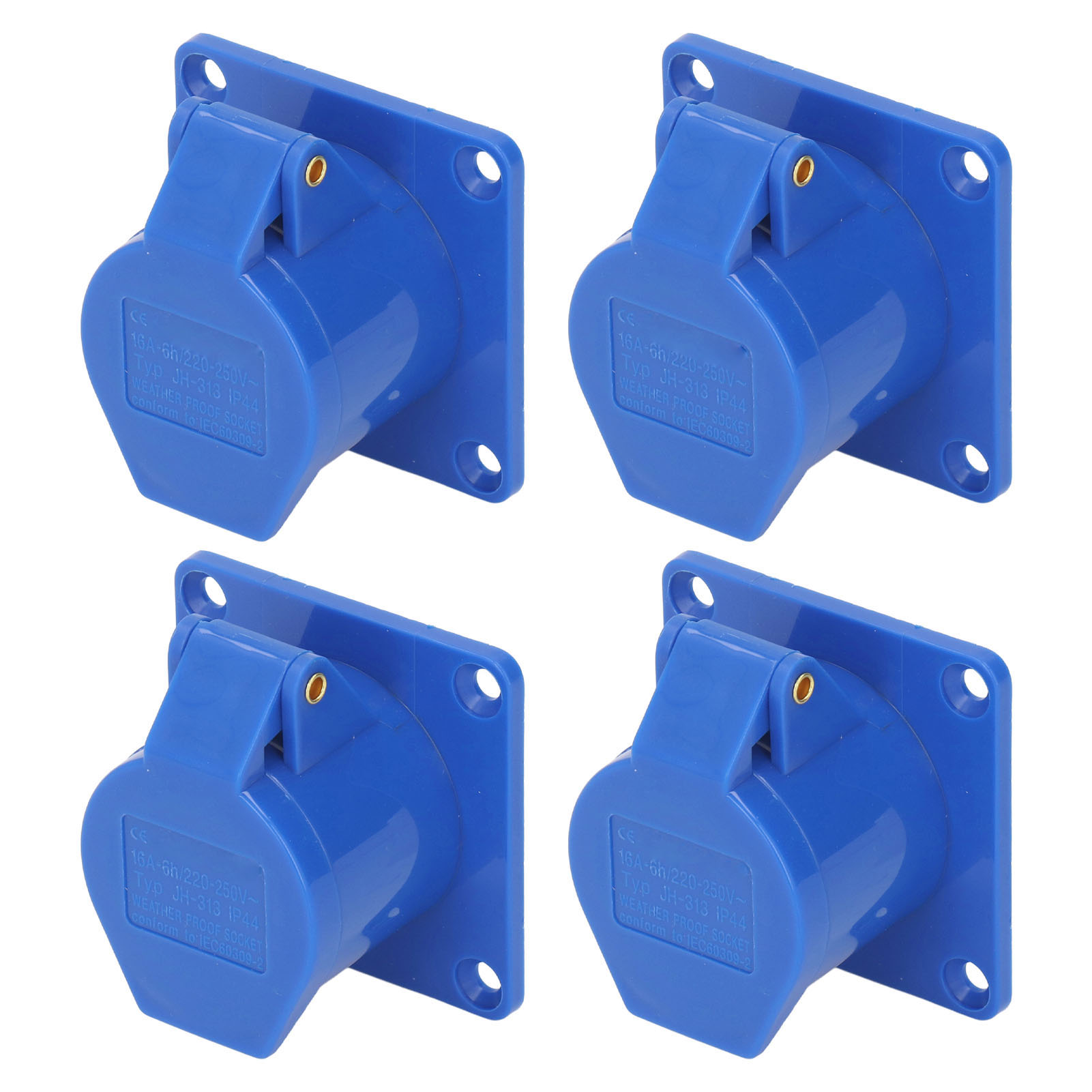 4er-pack Industrielle 3-polige 16-a-unterputzsteckdosen, Wasserdicht, Schutzart Ip44, 220–250 V