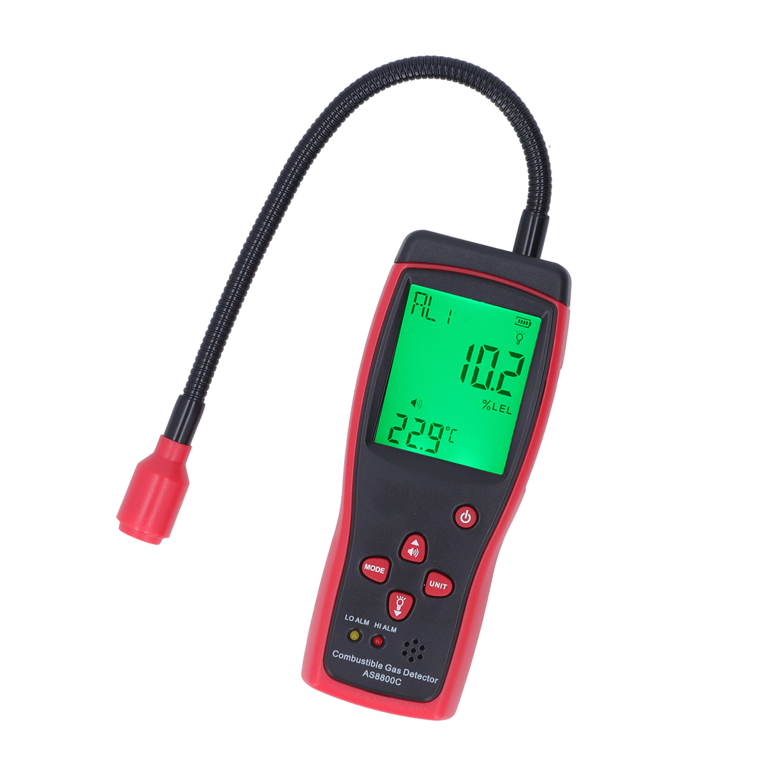 Brennbare Gaslecksuchgerät Mit Digitalanzeige, Flexibler Sonde, Hintergrundbeleuchtetem Lcd-bildschirm, Messbereich 0-10000 Ppm.