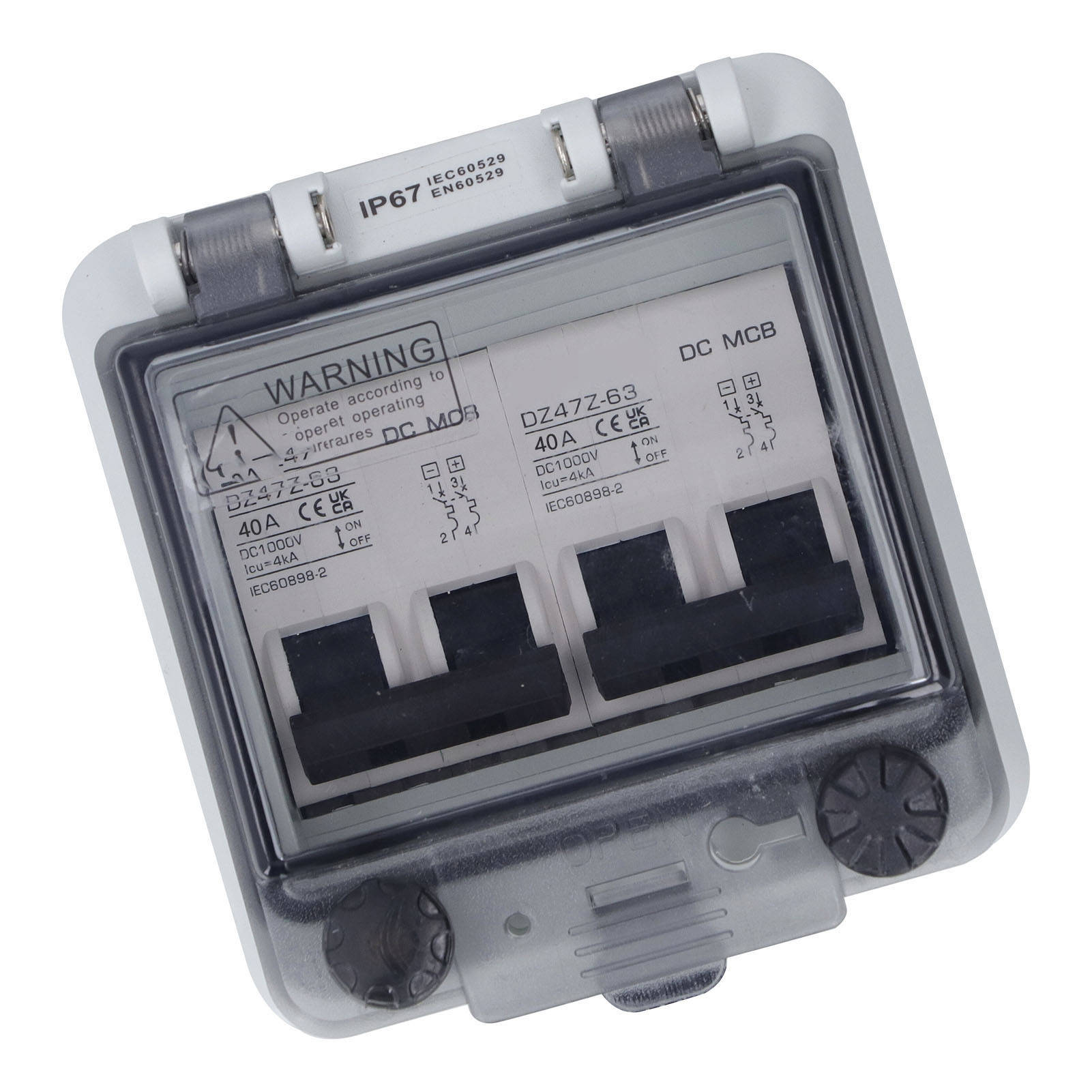 Ip67 Wasserdichte Solar-pv-anschlussdose, Kombiniertes Gehäuse Mit 2 Dc 2p 40a Leistungsschaltern