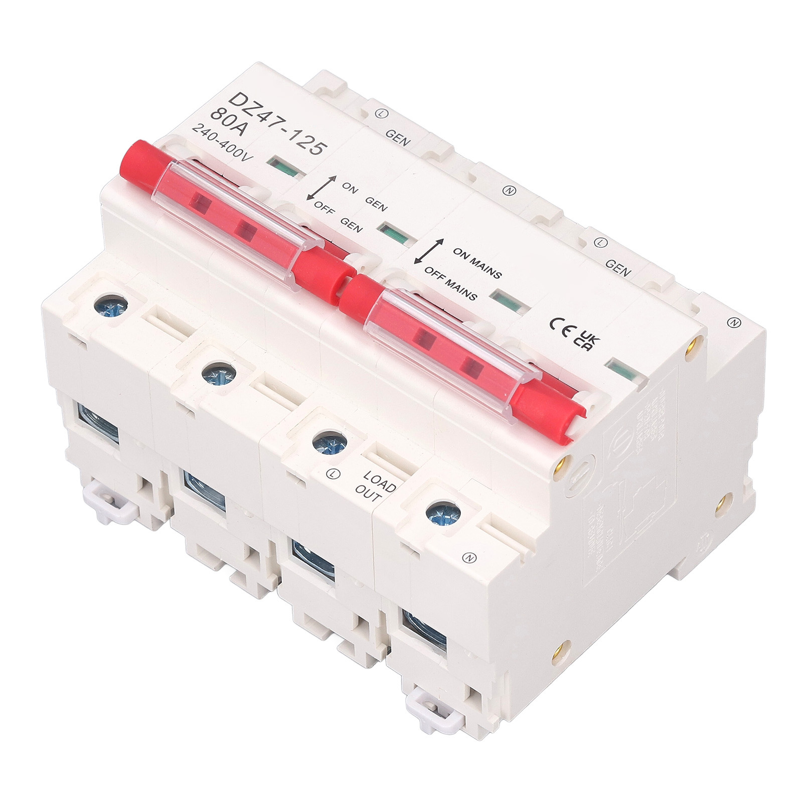 Miniatur-automatik-verriegelungsschalter 2p+2p, Doppel-leistungsumschalter Mit Sammelschiene, Ac 240-400v, 80a, Modularer Leistungsschalter.