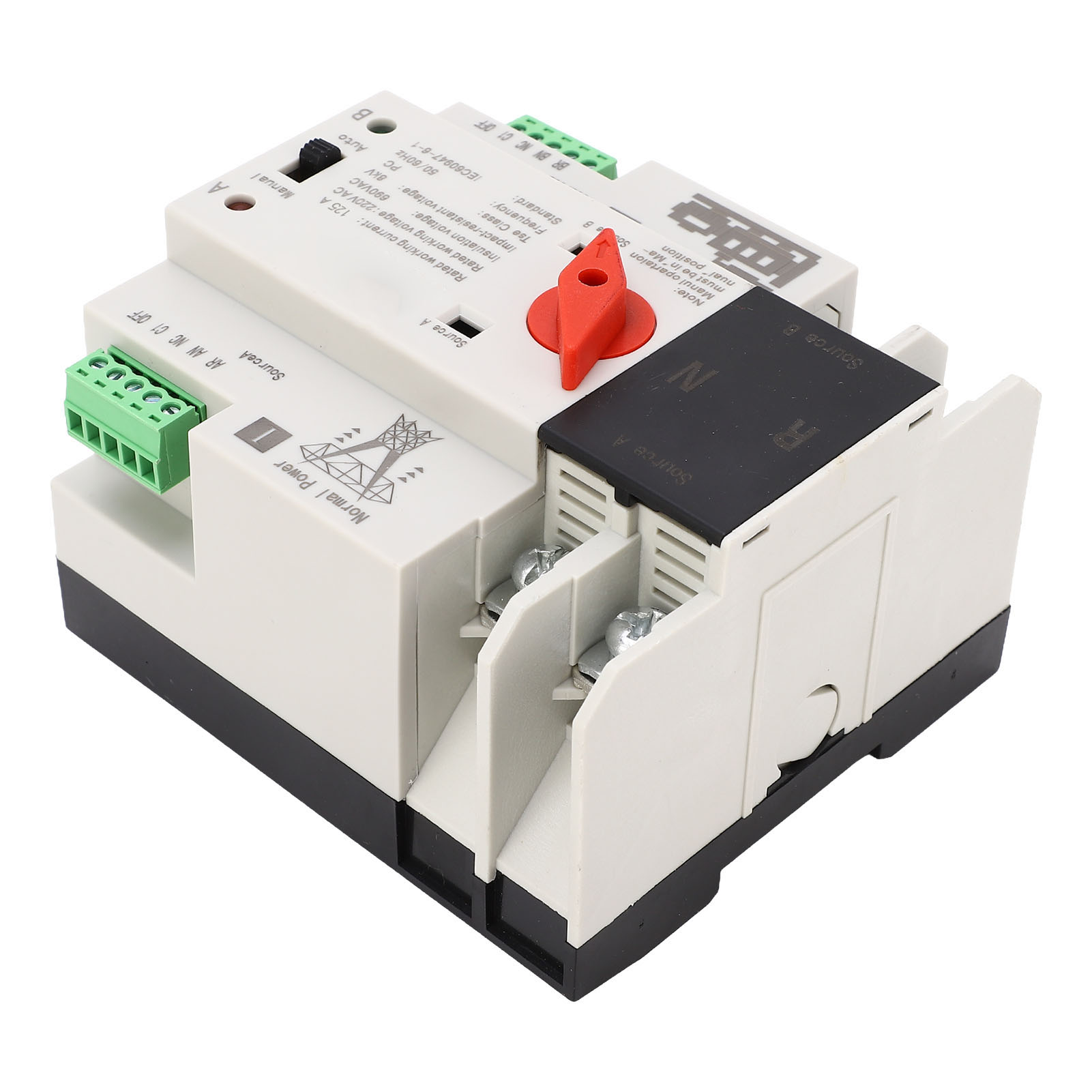 Automatischer 2-poliger 125-a-umschalter, 220-v-wechselrichter Für Generatoren, Flammhemmendes Material, Duale Stromversorgung