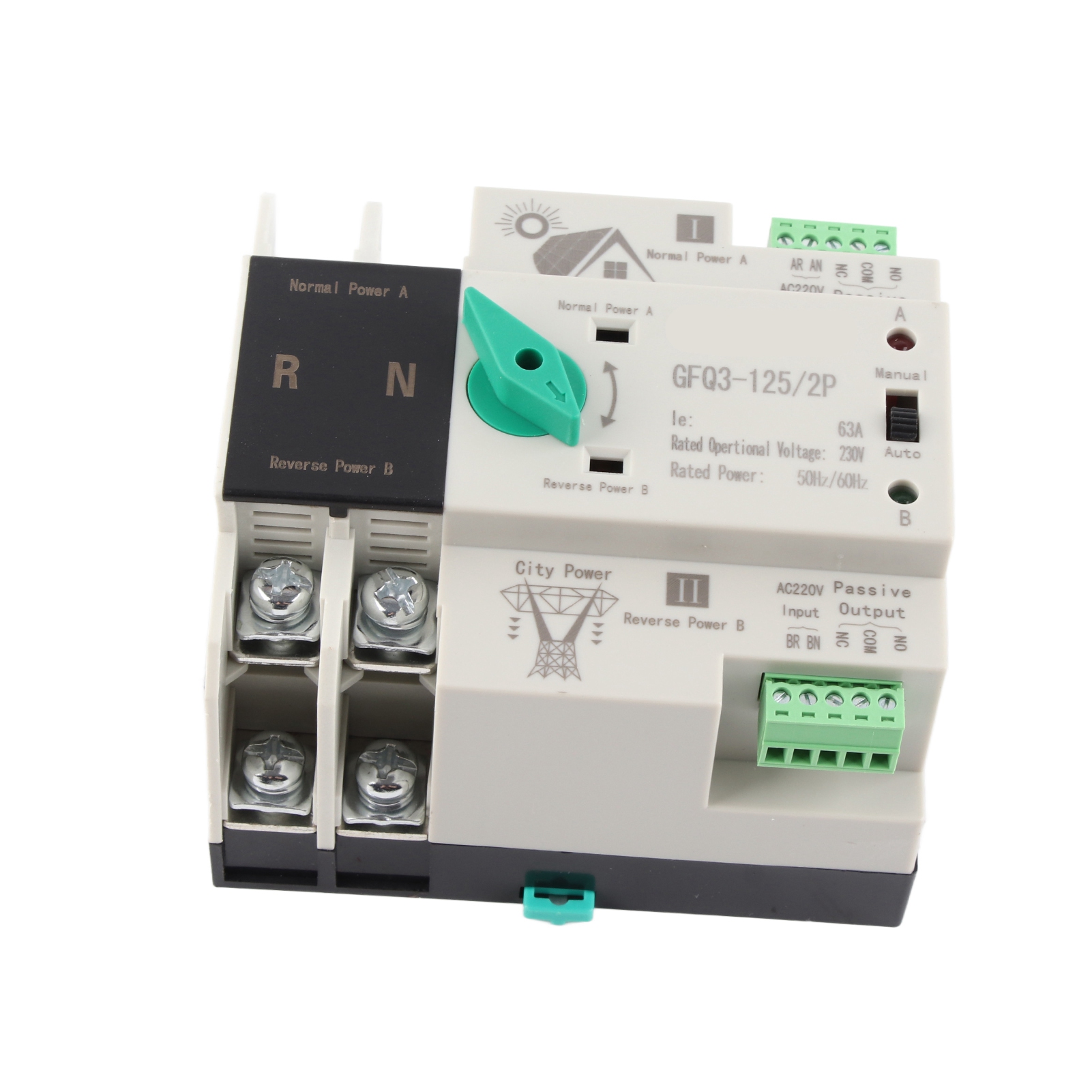 Automatischer 2p 63a Ac230v 50/60hz Umschalter, Schnelle Millisekunden-umschaltung, Zeitgesteuerter Regler, Solar-pv-quelle Zum Hauptnetz, Duale Stromversorgung.
