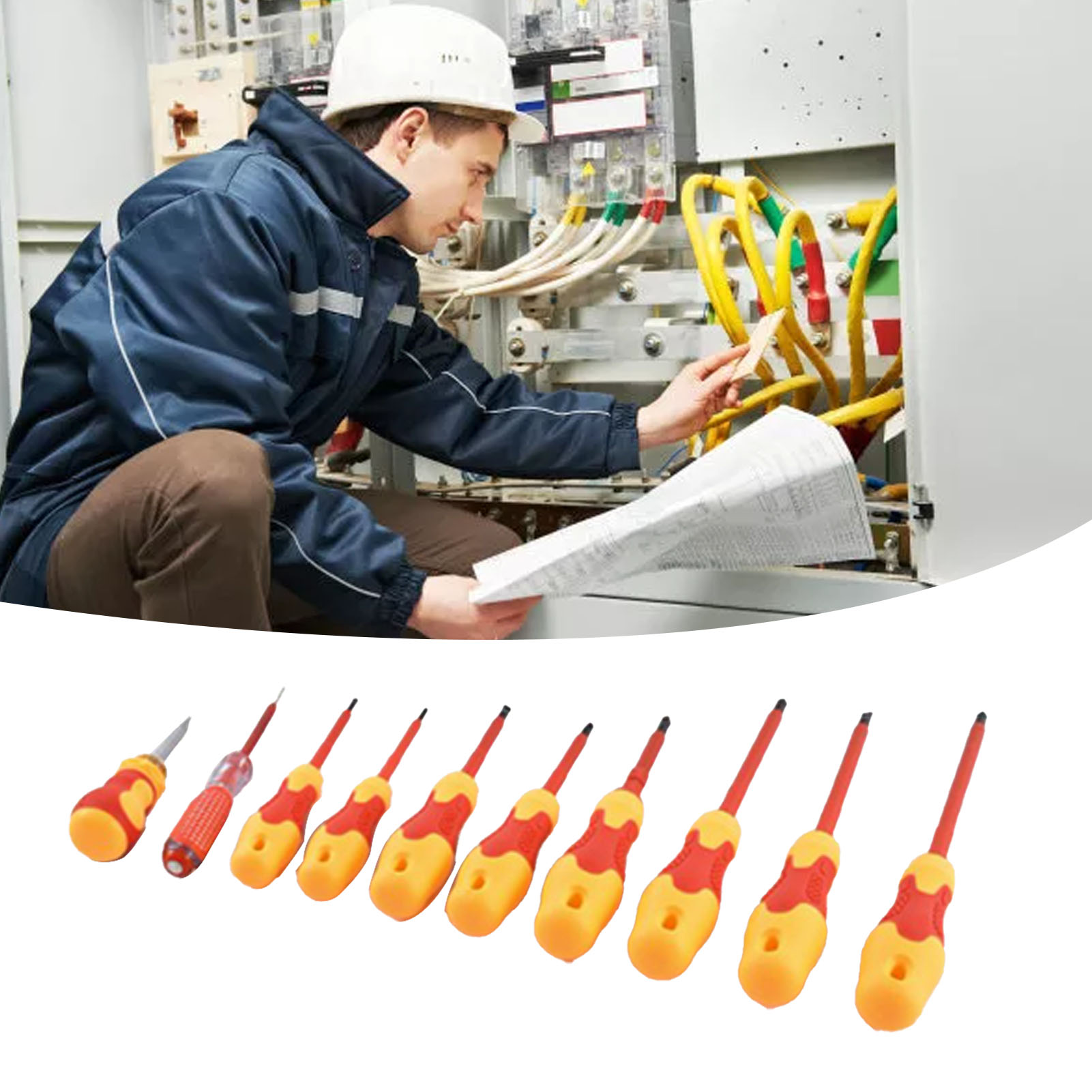 Set Mit 10 Isolierten Elektroschraubendrehern, Phillips-bits, Für Elektriker, Heimwerkerarbeiten Und Wartungsarbeiten, Ergonomischer Griff, Sicherheit.