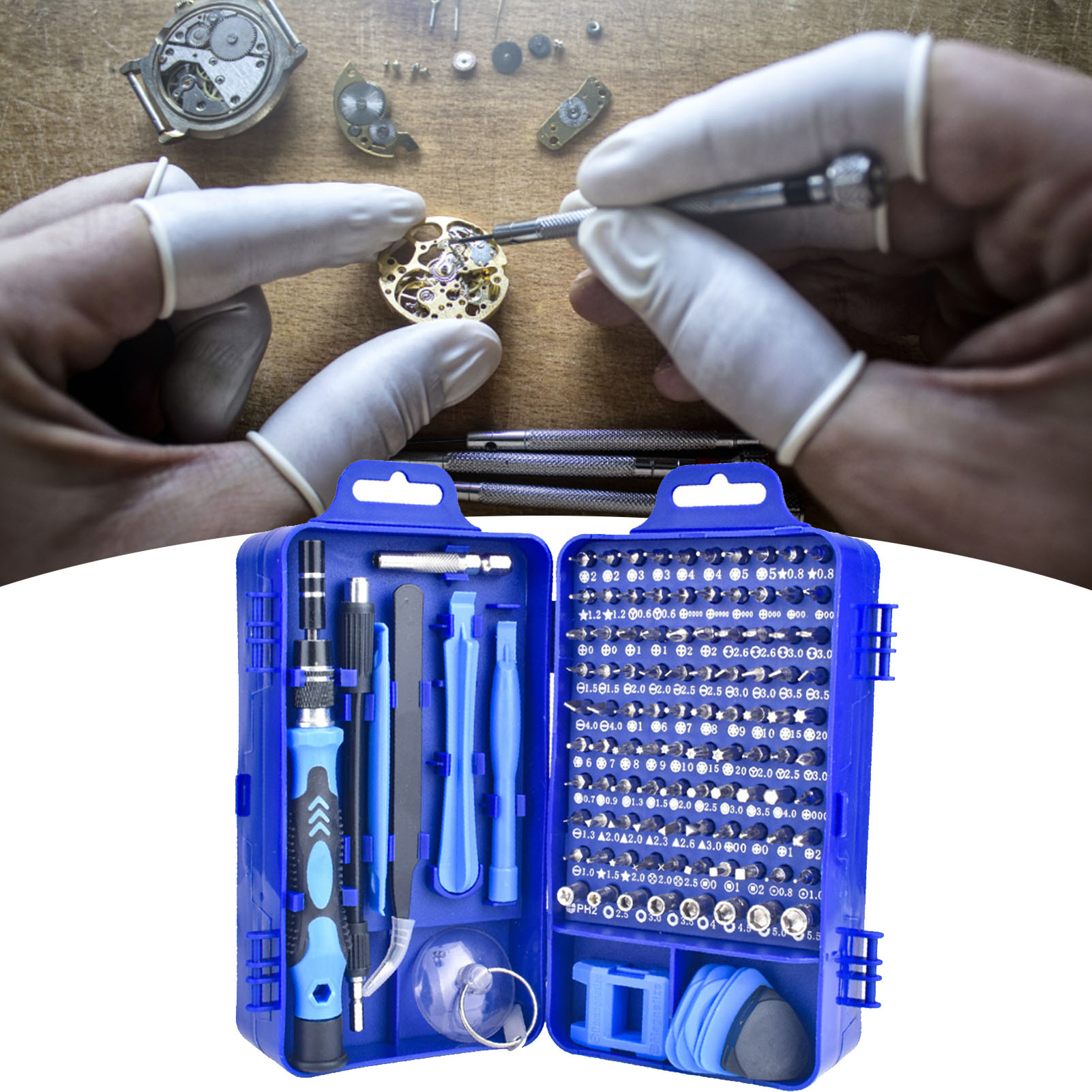 115-in-1 Präzisionsschraubendreher, Verchromter Vanadiumlegierungsstahl, Professionelles Handy- Und Uhrenreparaturset, Blau