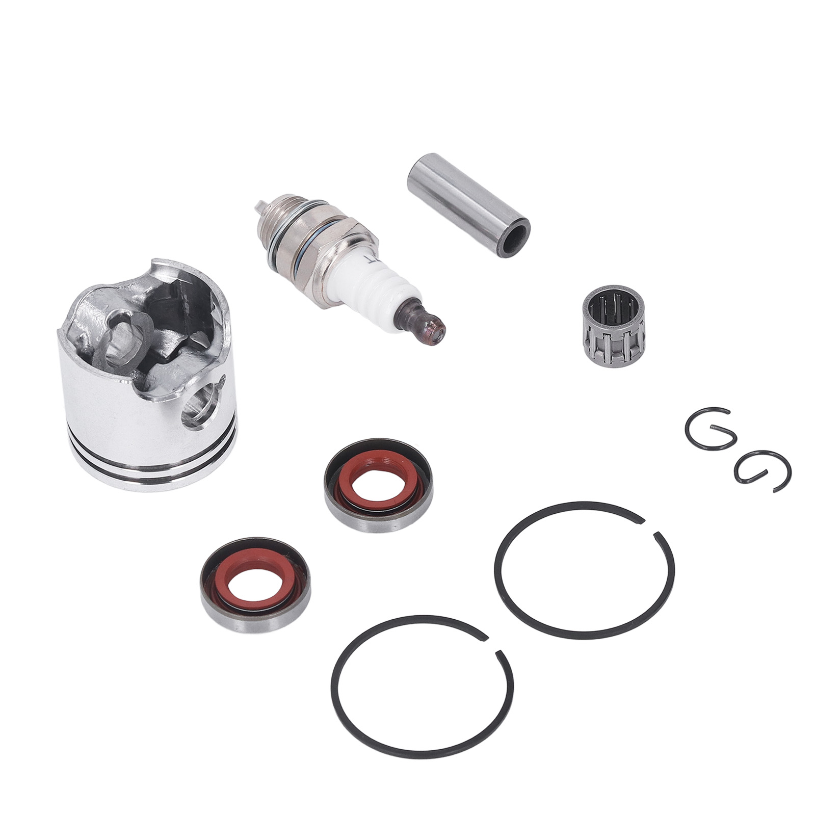 Kolbendeckeldichtungssatz + Lagernadel + Sicherungsring + Stehbolzen + Öldichtung Für Stihl Fs120 Freischneider, Motorersatzteil, Ersatzteile, Komplettset.