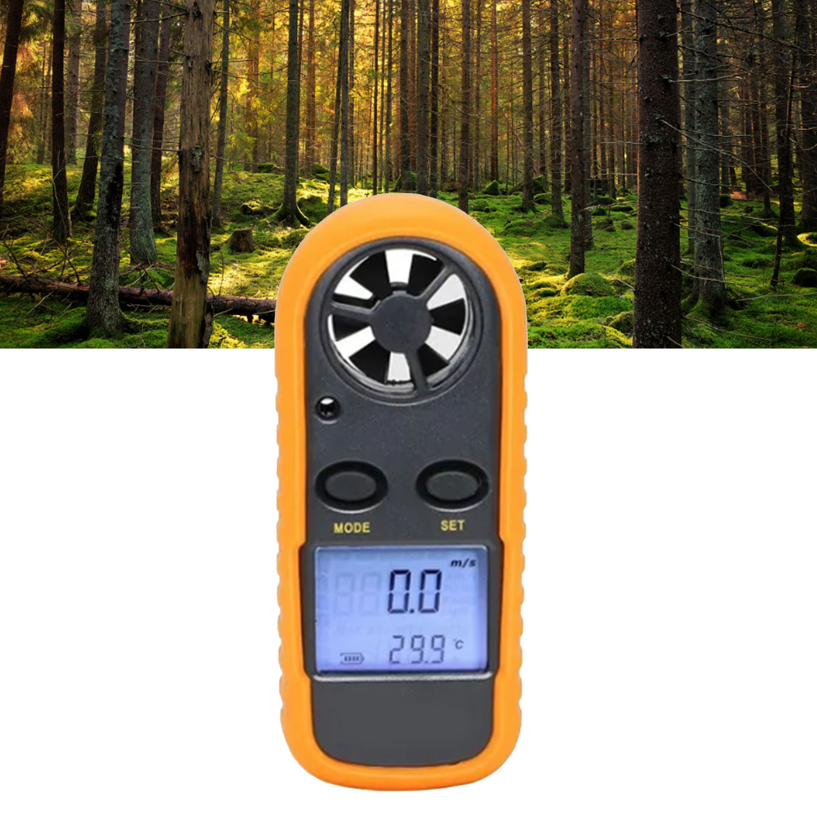Digitales Anemometer Im Taschenformat Mit Lcd-bildschirm, Misst Windgeschwindigkeit Und Temperatur, Tragbares Messgerät Inklusive Knopfzellenbatterie