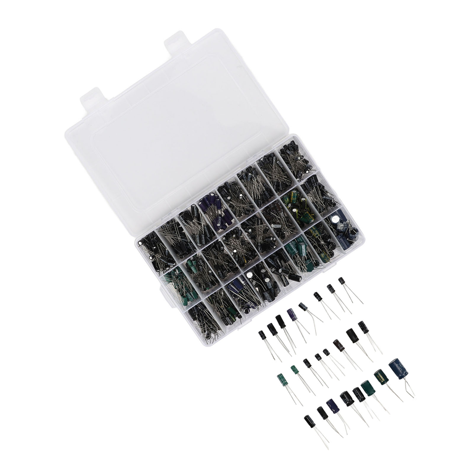 630-teiliges Set Mit 24 Aluminium-elektrolytkondensatoren Von 0,1 Μf Bis 1000 Μf, Diverse Elektronische Bauteile